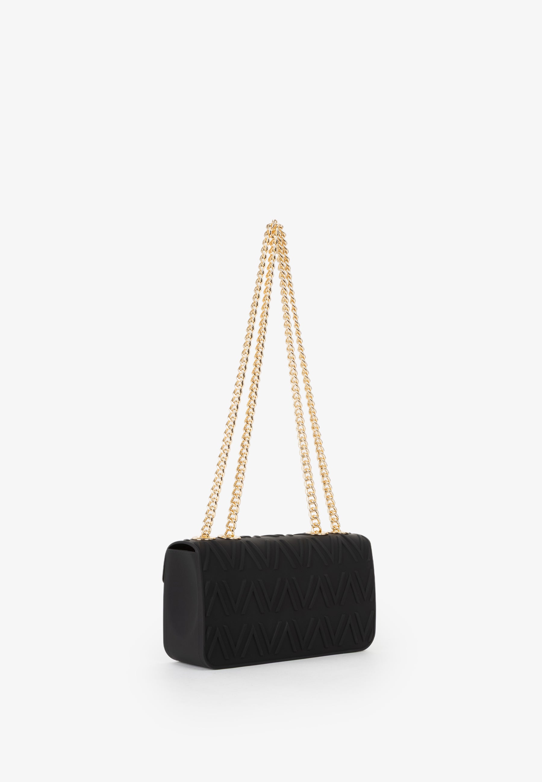 Borsa a spalla Mario Valentino con catena dorata e logo frontale iconico Nero TU | Giò Fashion