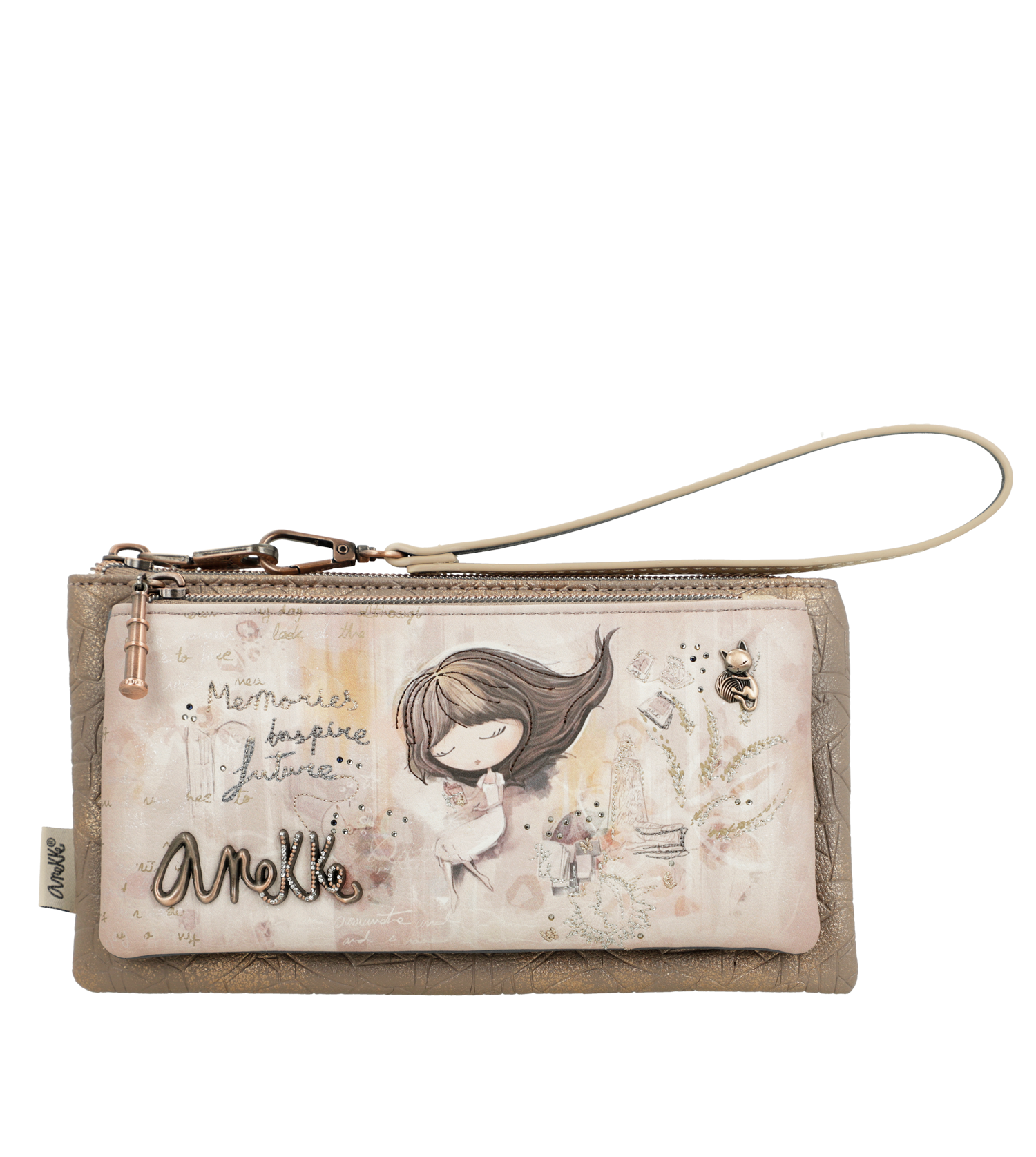 Pochette Anekke elegante e pratica con cinturino da polso Beige TU | Giò Fashion