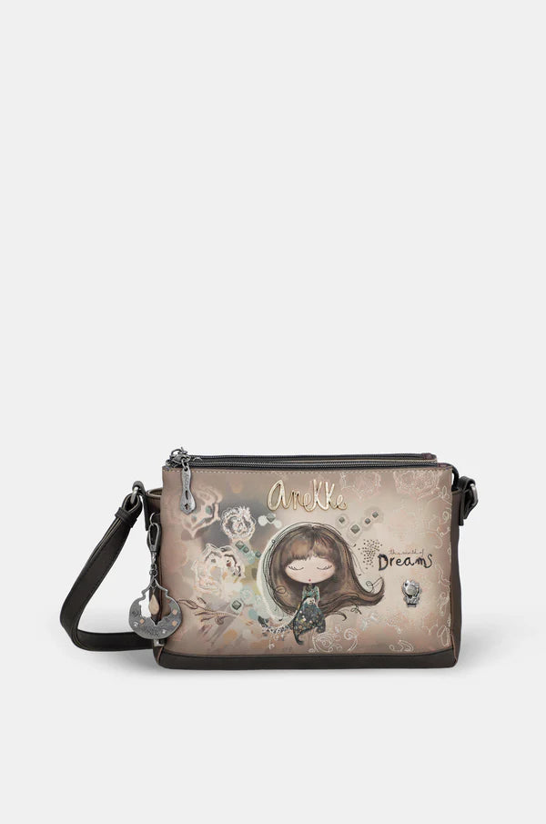Borsa a tracolla Anekke con grafica Dreams e dettagli originali Marrone TU | Giò Fashion