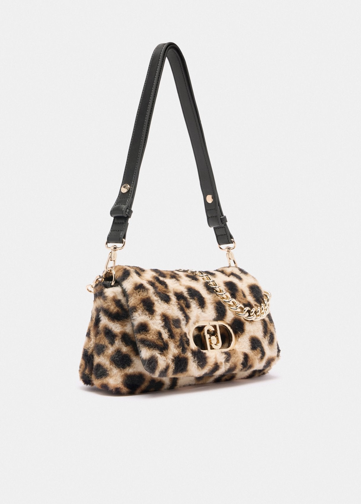 Borsa Liu Jo Puffy effetto pelliccia con stampa animalier e catena dorata