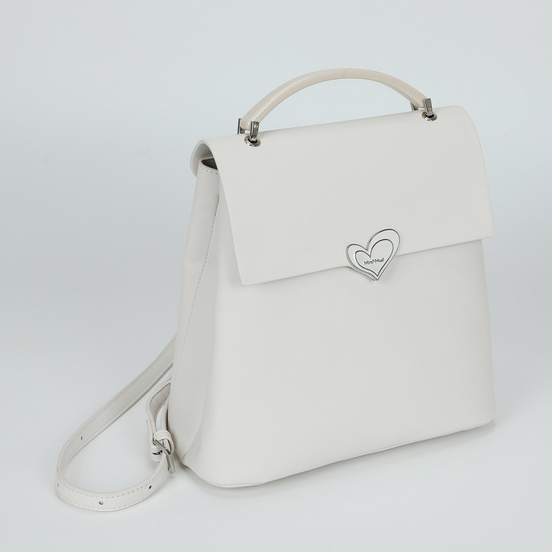 Mimi Mua zaino in eco pelle con chiusura a cuore Bianco TU | Giò Fashion