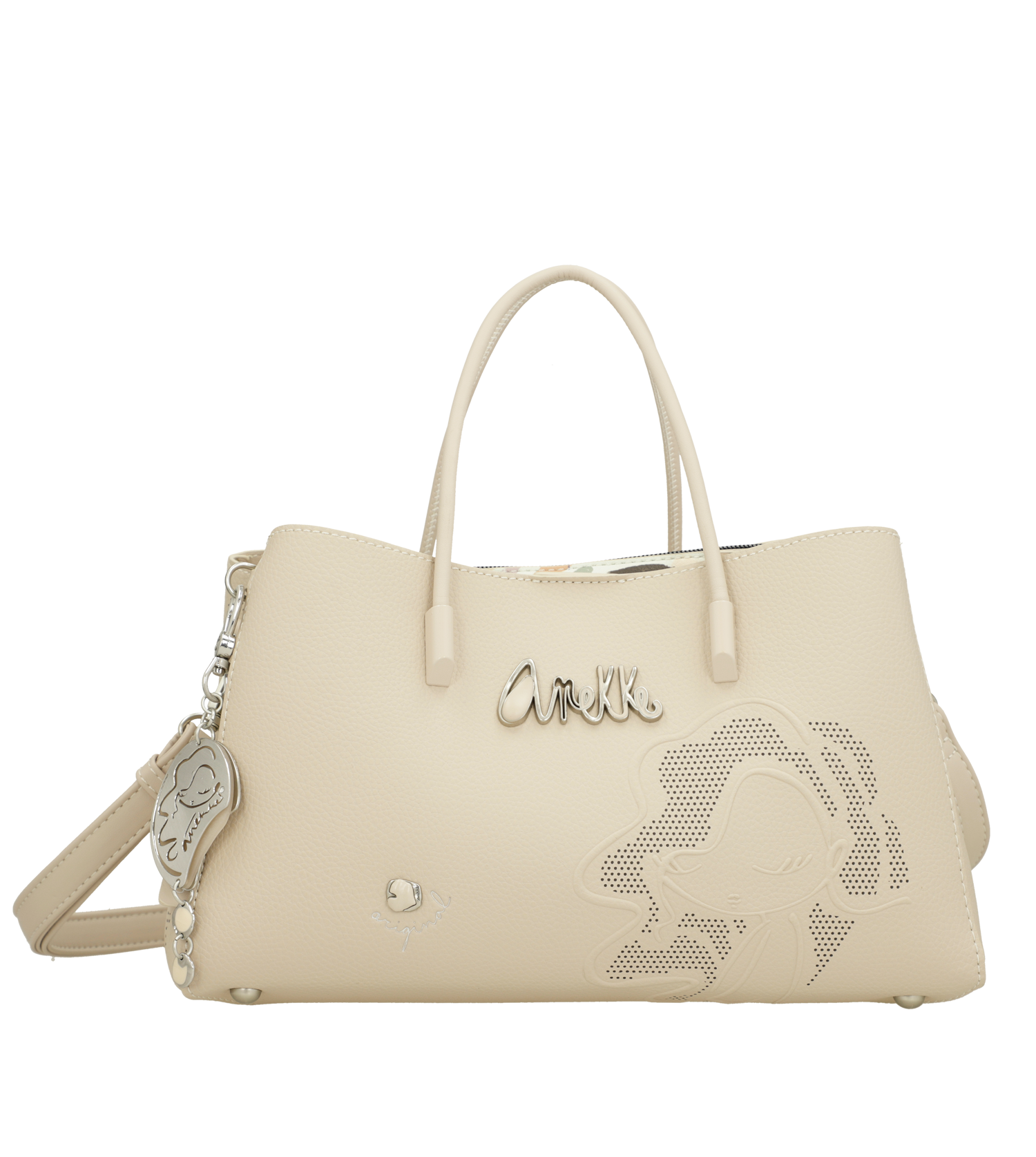 Borsa Anekke con decorazioni traforate e tracolla removibile