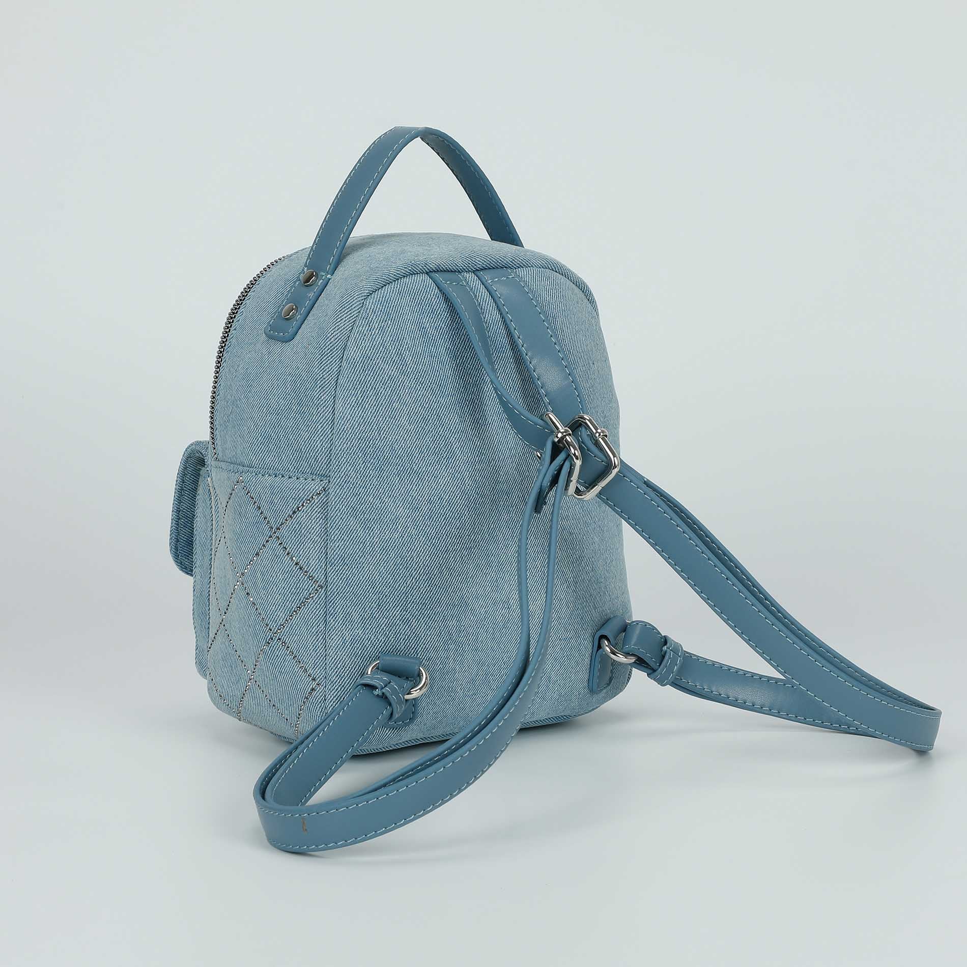 Mimi Mua zaino in jeans con strass