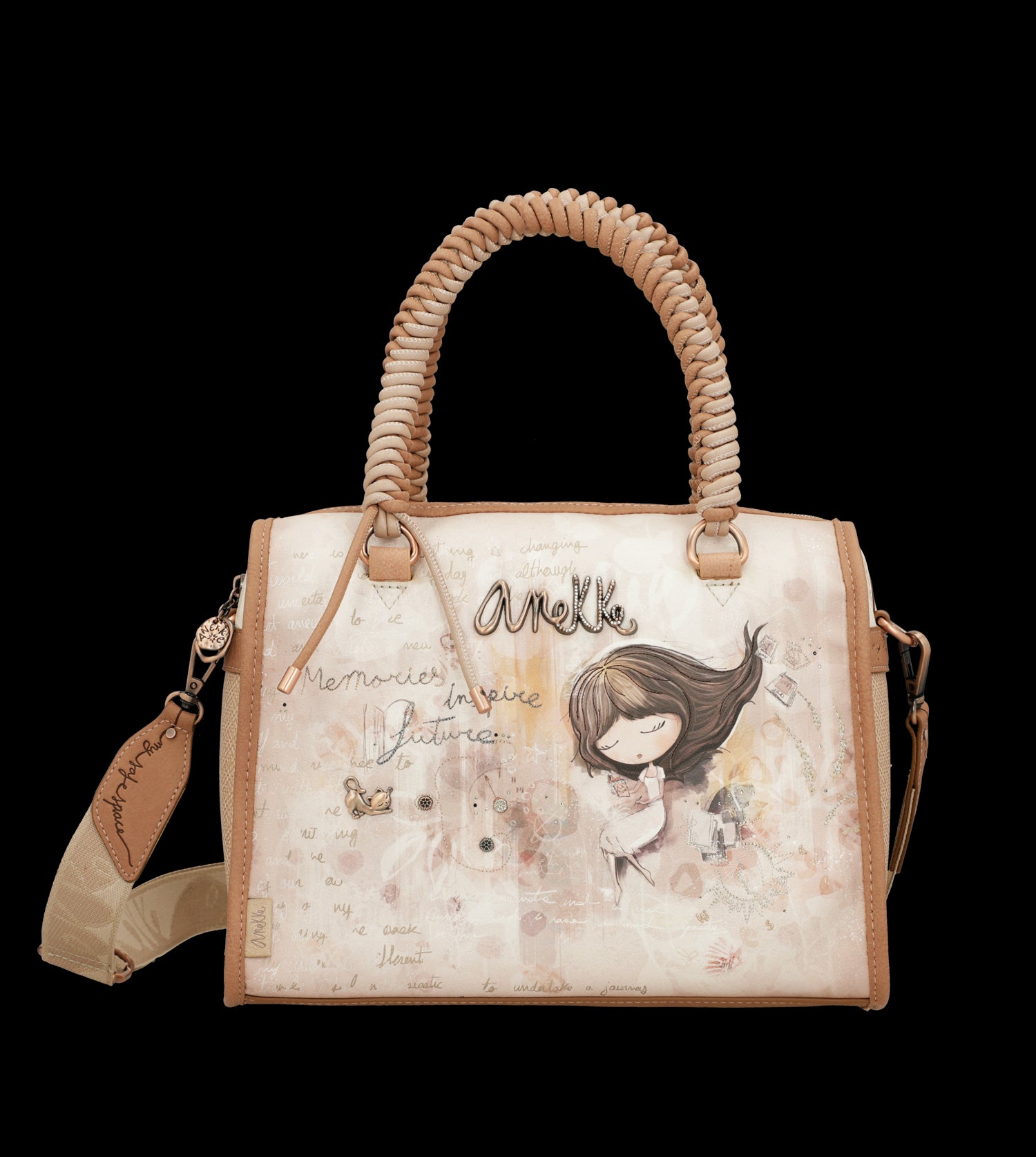 Borsa Anekke con manici intrecciati e design romantico