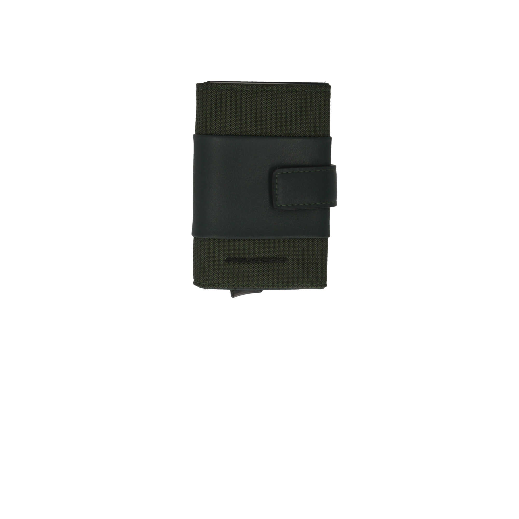 Portafoglio compatto Piquadro in pelle con chiusura a bottone e protezione RFID