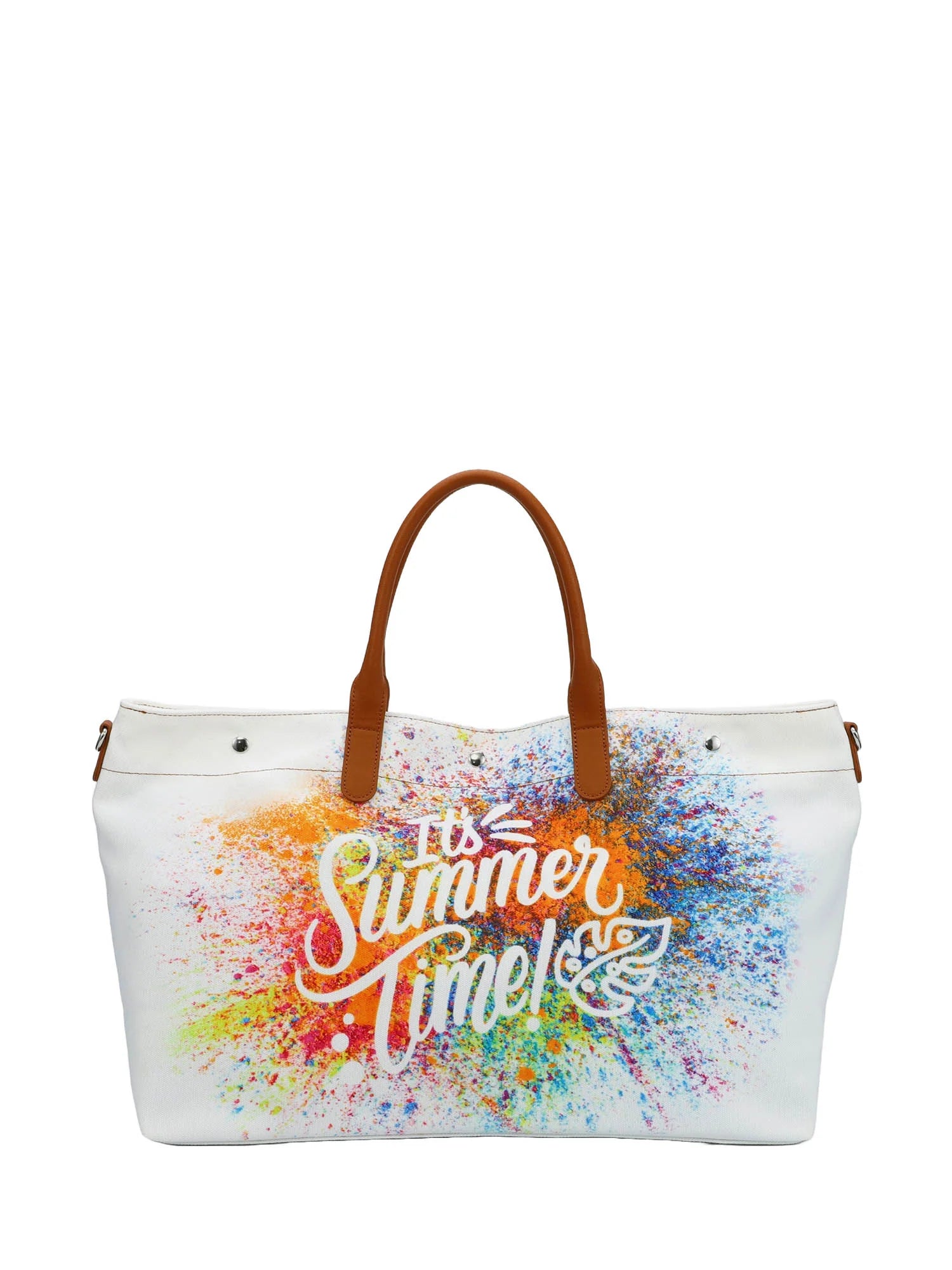 Borsa mare grande Ynot con stampa estiva e tracolla regolabile