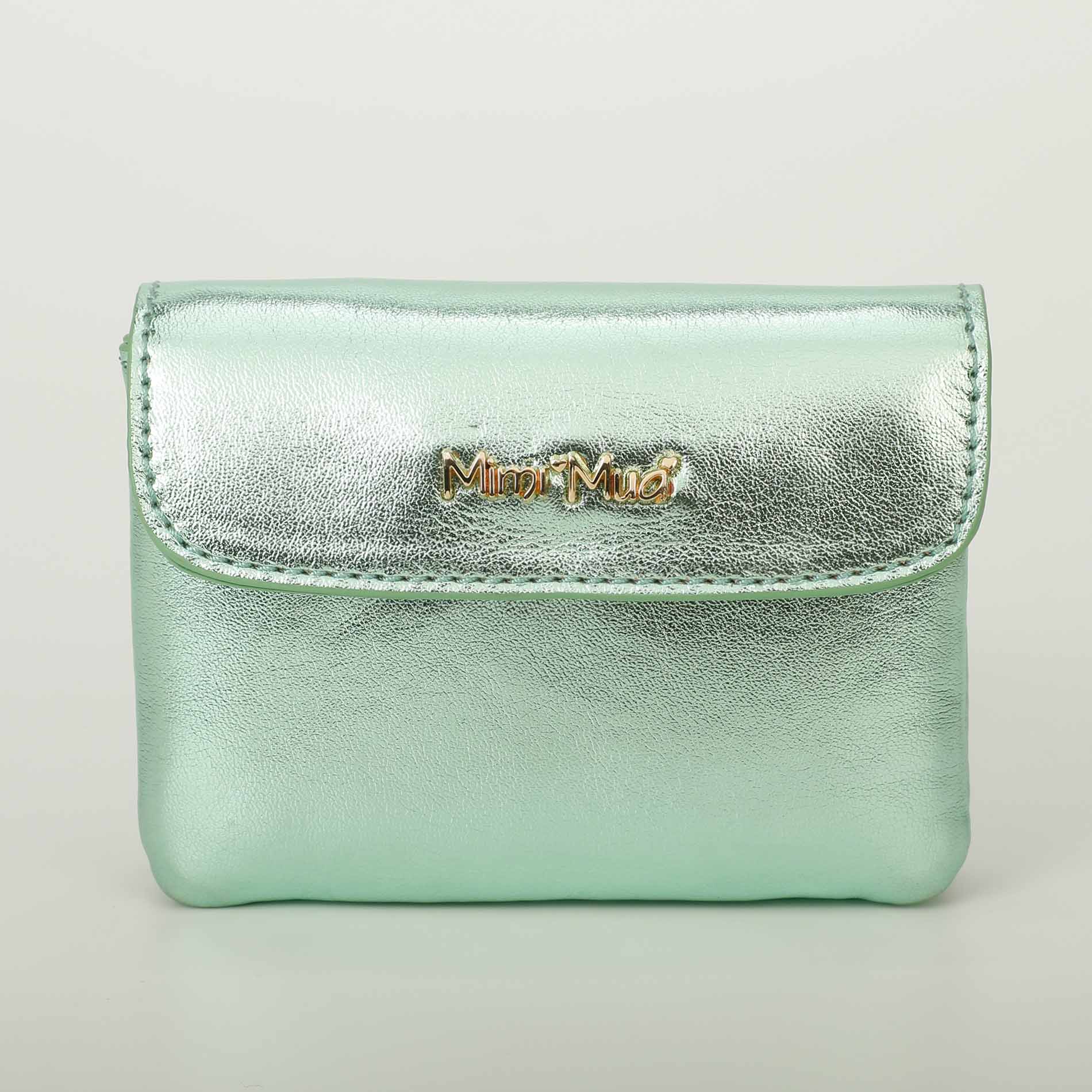 Portafoglio compatto Mimi Mua in materiale metallizzato Verde TU | Giò Fashion
