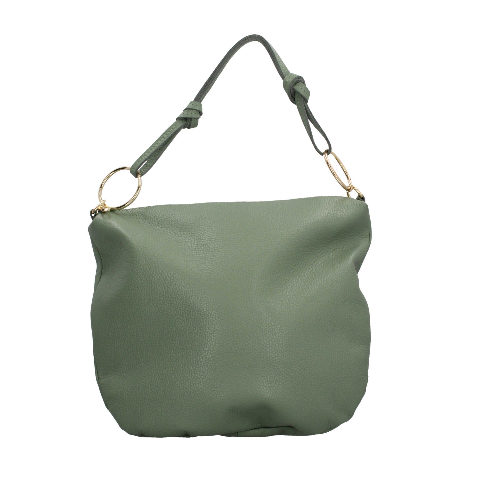 Borsa a spalla in pelle Made in Italy con manico ad anelli