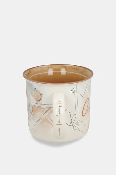 Tazza Anekke in ceramica con manico decorato design illustrato originale Bianco TU | Giò Fashion
