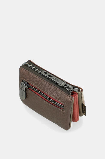 Portamonete Anekke compatto con chiusura zip e design illustrato Marrone TU | Giò Fashion