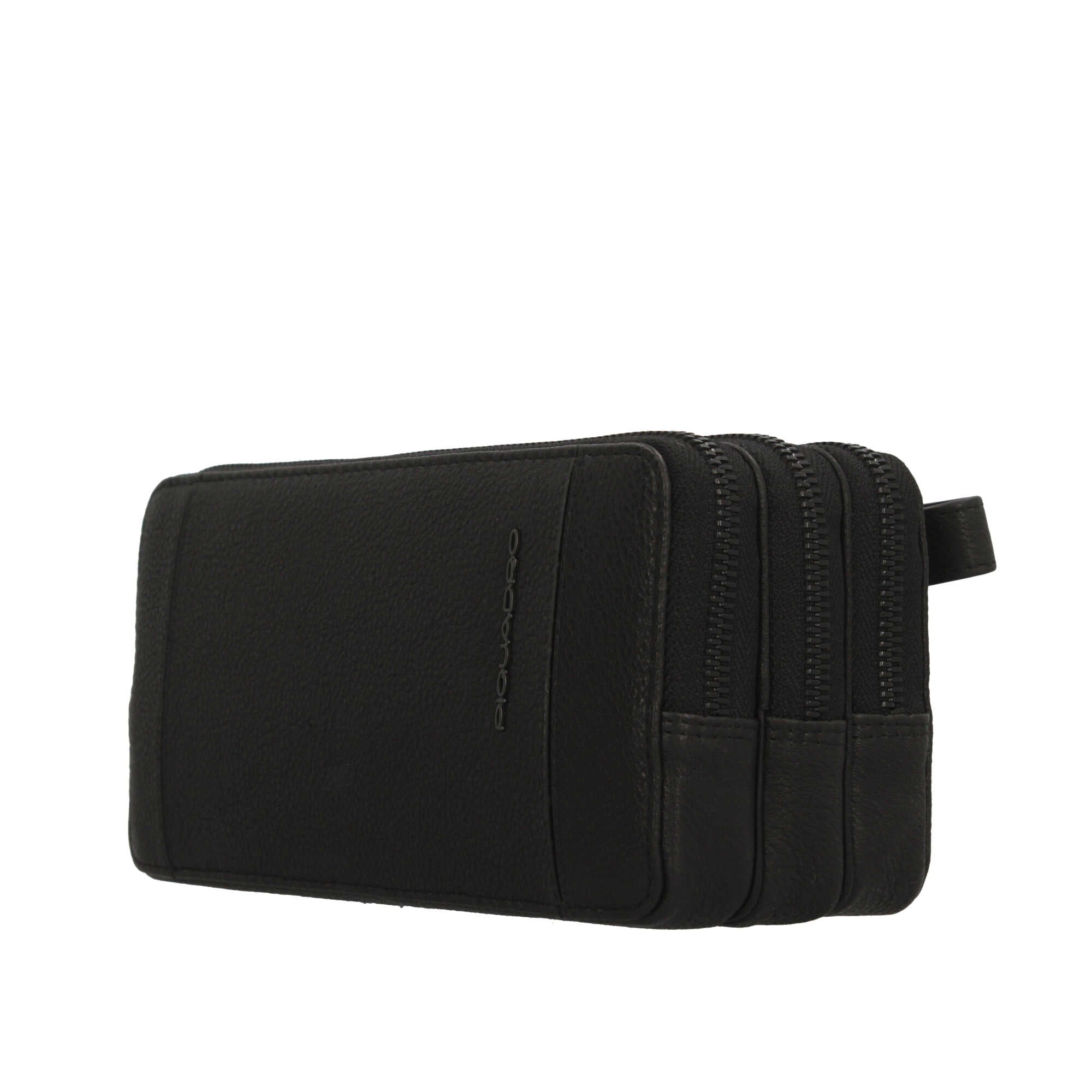 Borsello Piquadro in pelle con doppia zip e tracolla rimovibile – Eleganza e praticità