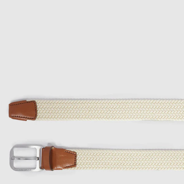 Piquadro cintura intrecciata elastica in pelle e tessuto con fibbia ad ardiglione