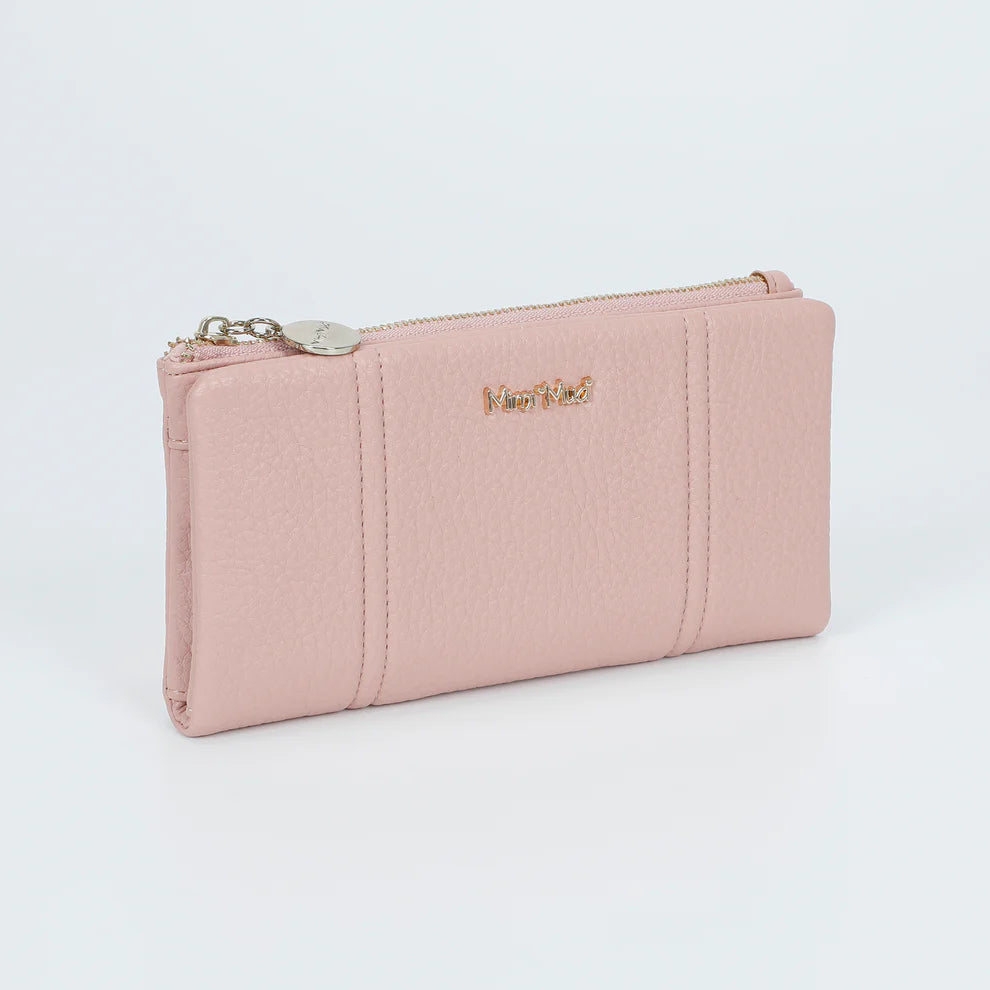 Portafoglio MIMI MUA con zip superiore e finitura martellata Rosa TU | Giò Fashion