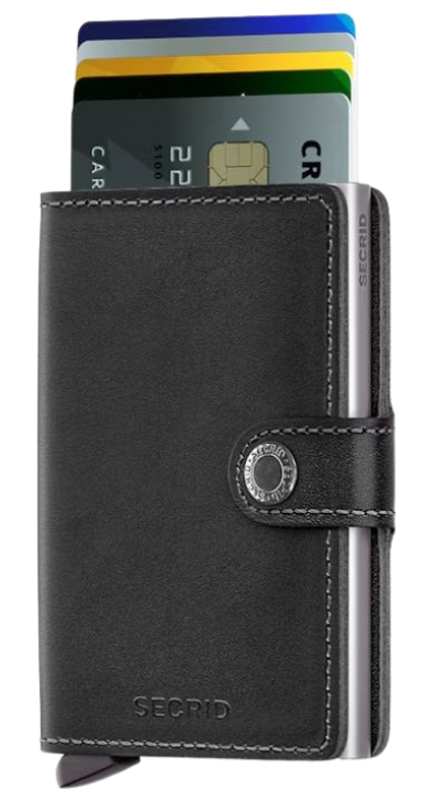 Portafoglio Secrid Miniwallet in pelle con protezione RFID e chiusura a bottone Nero TU | Giò Fashion