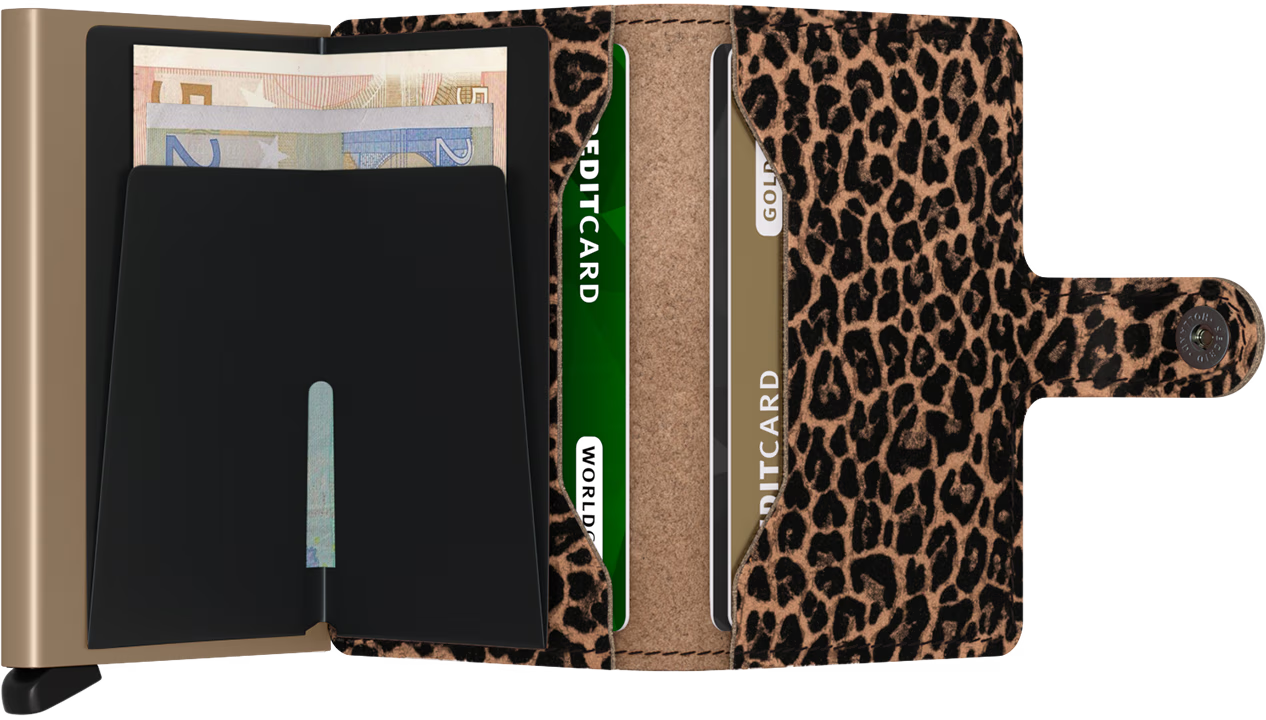 Portafoglio Secrid Miniwallet in pelle con protezione RFID e fantasia animalier