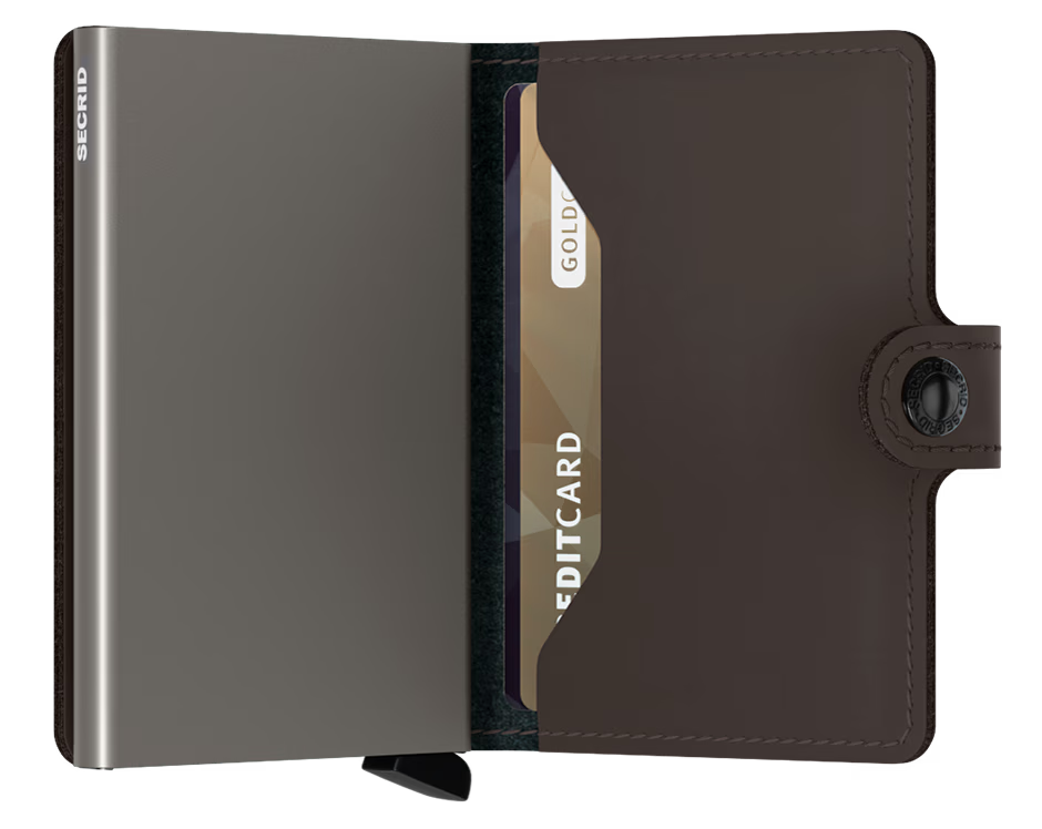 Portafoglio Secrid Miniwallet in pelle con protezione RFID e chiusura a bottone