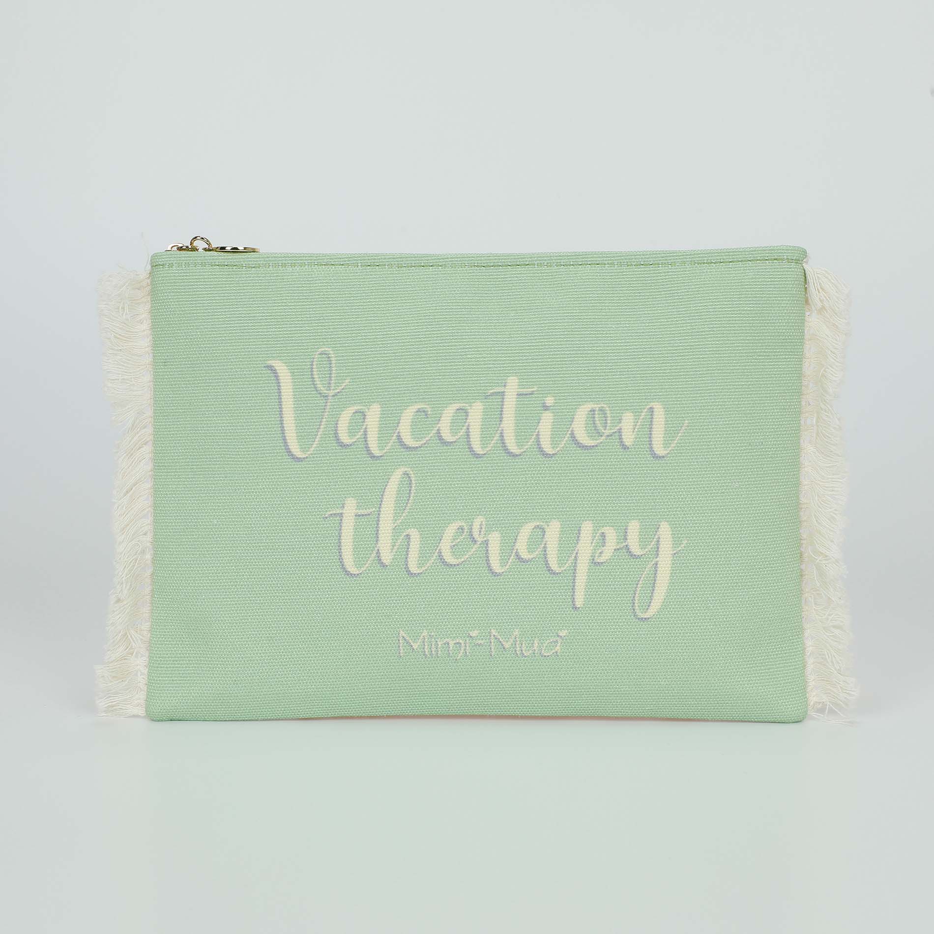 Pochette Mimi Mua con scritta decorativa e frange laterali