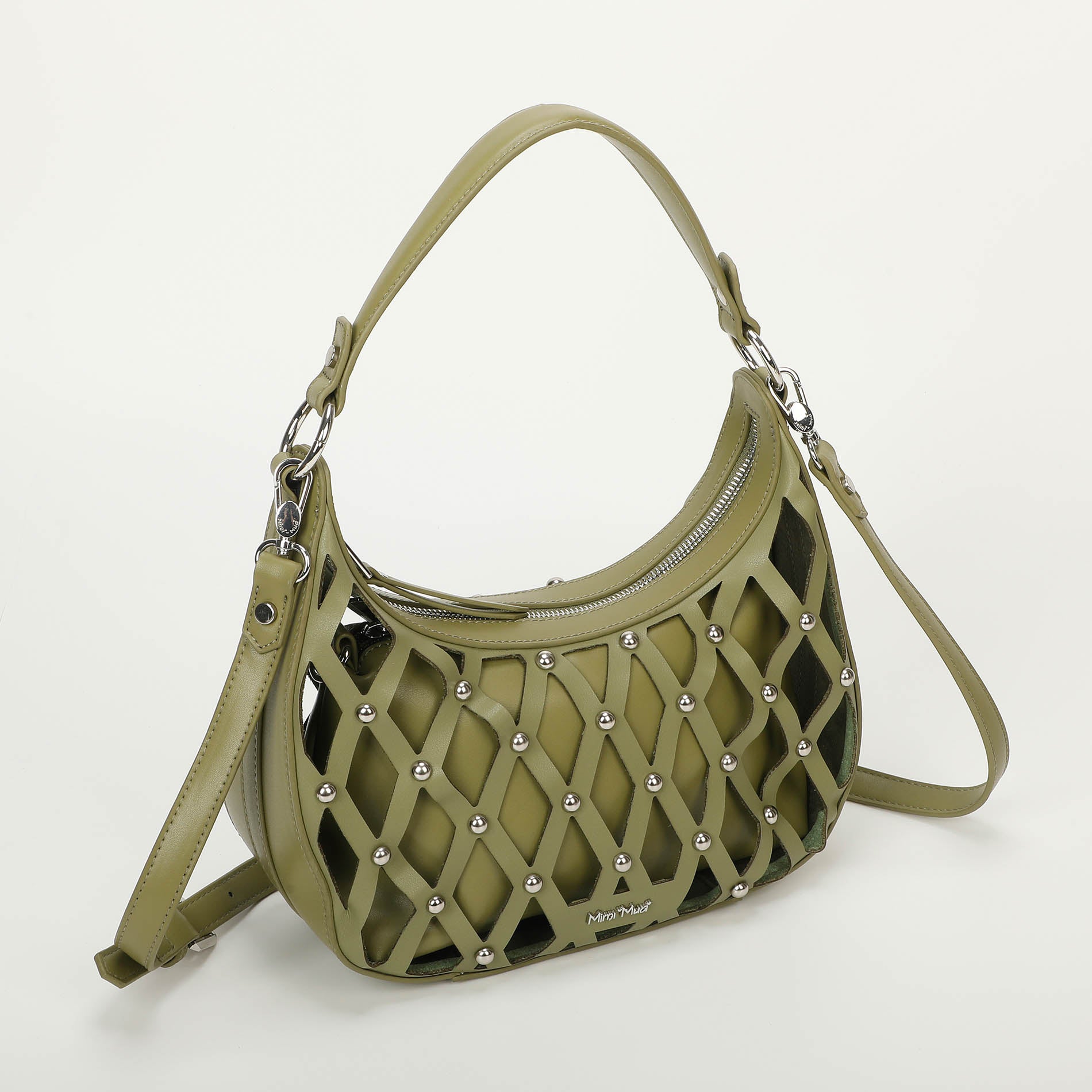 Mimi Mua borsa a spalla effetto rete con borchie