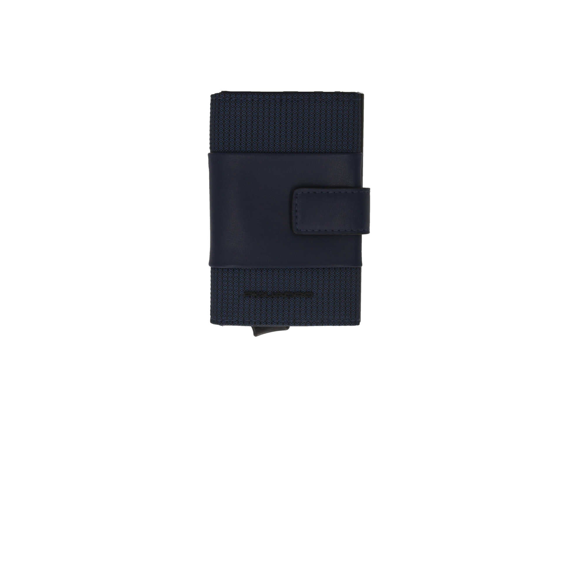 Portafoglio compatto Piquadro in pelle con chiusura a bottone e protezione RFID