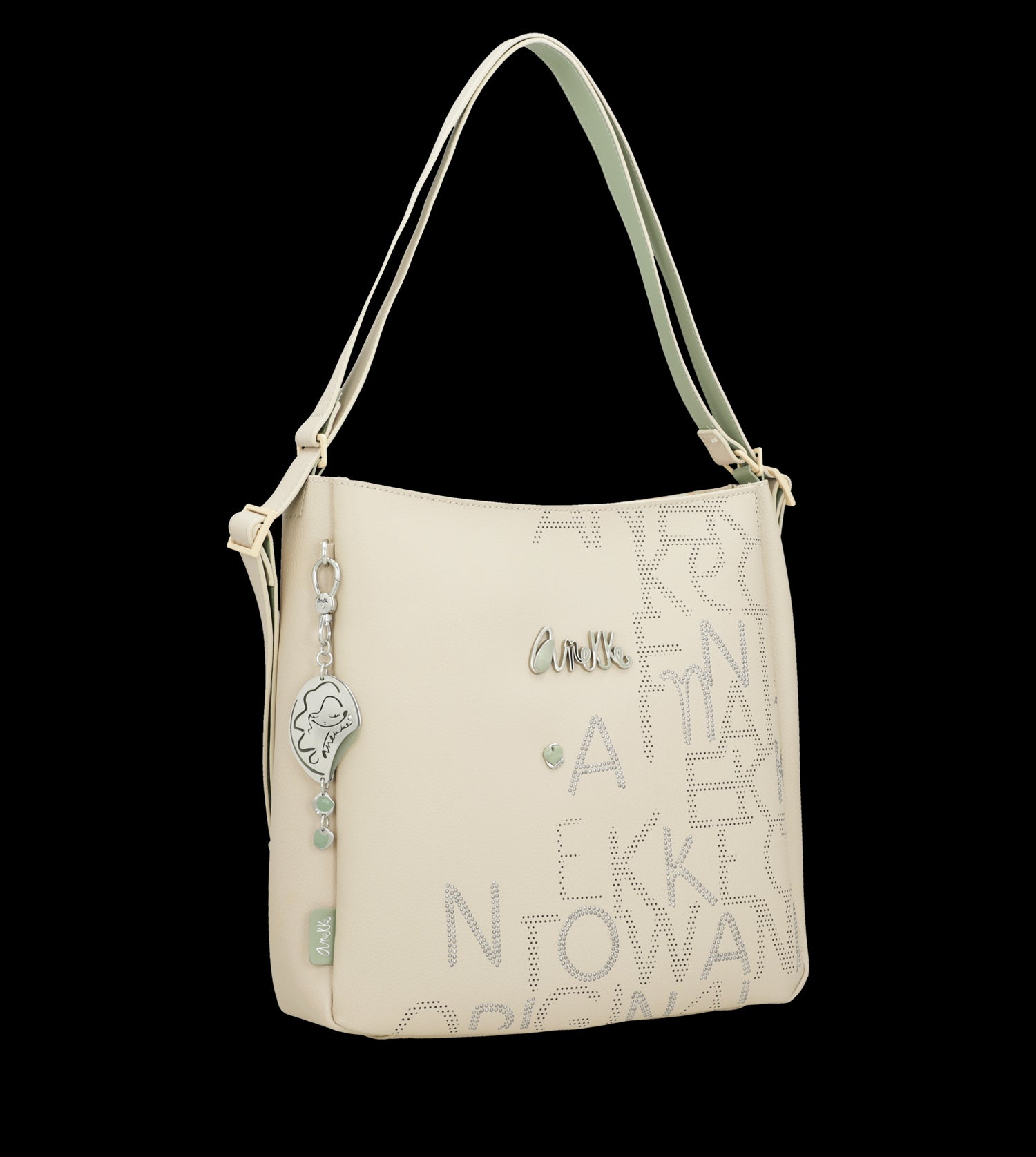 Borsa a spalla Anekke con incisioni artistiche e charm decorativo