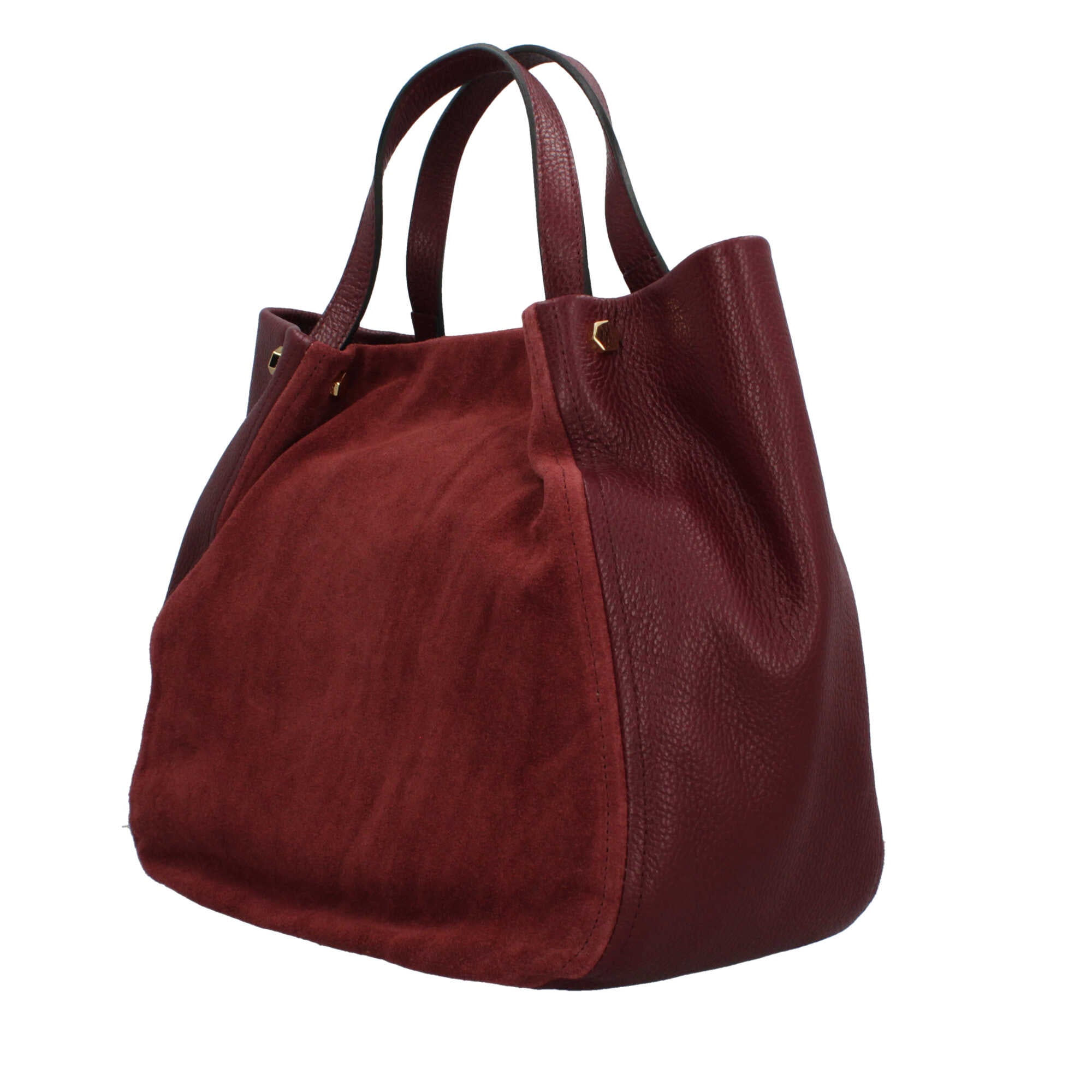 Borsa a mano Made in Italy in pelle e suede con tracolla rimovibile