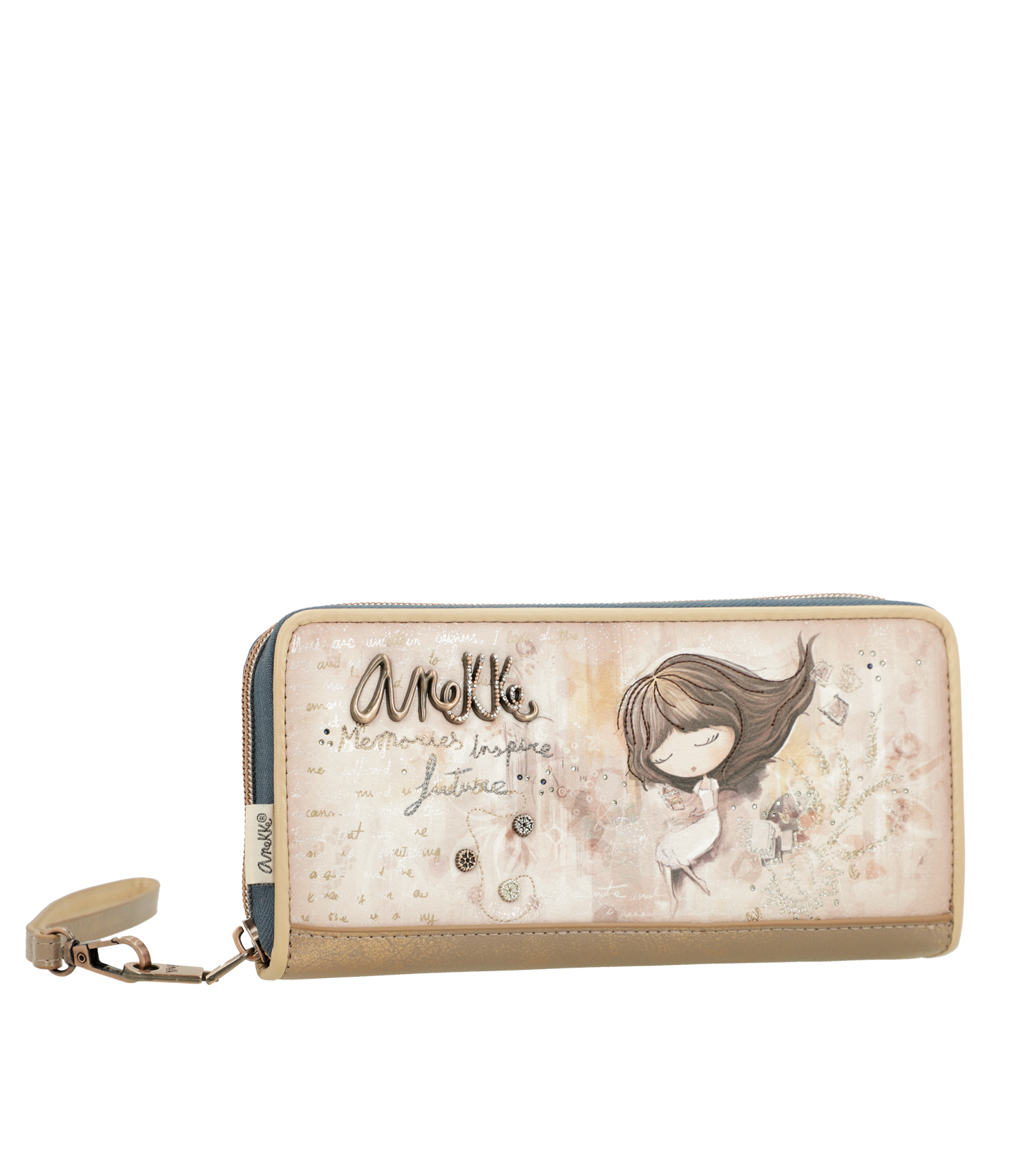 Portafoglio Anekke capiente ed elegante con chiusura zip Beige TU | Giò Fashion