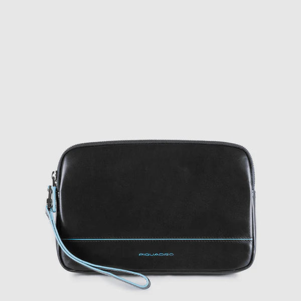 Piquadro pochette uomo in pelle con laccetto da polso e tasca frontale NERO TU | Giò Fashion