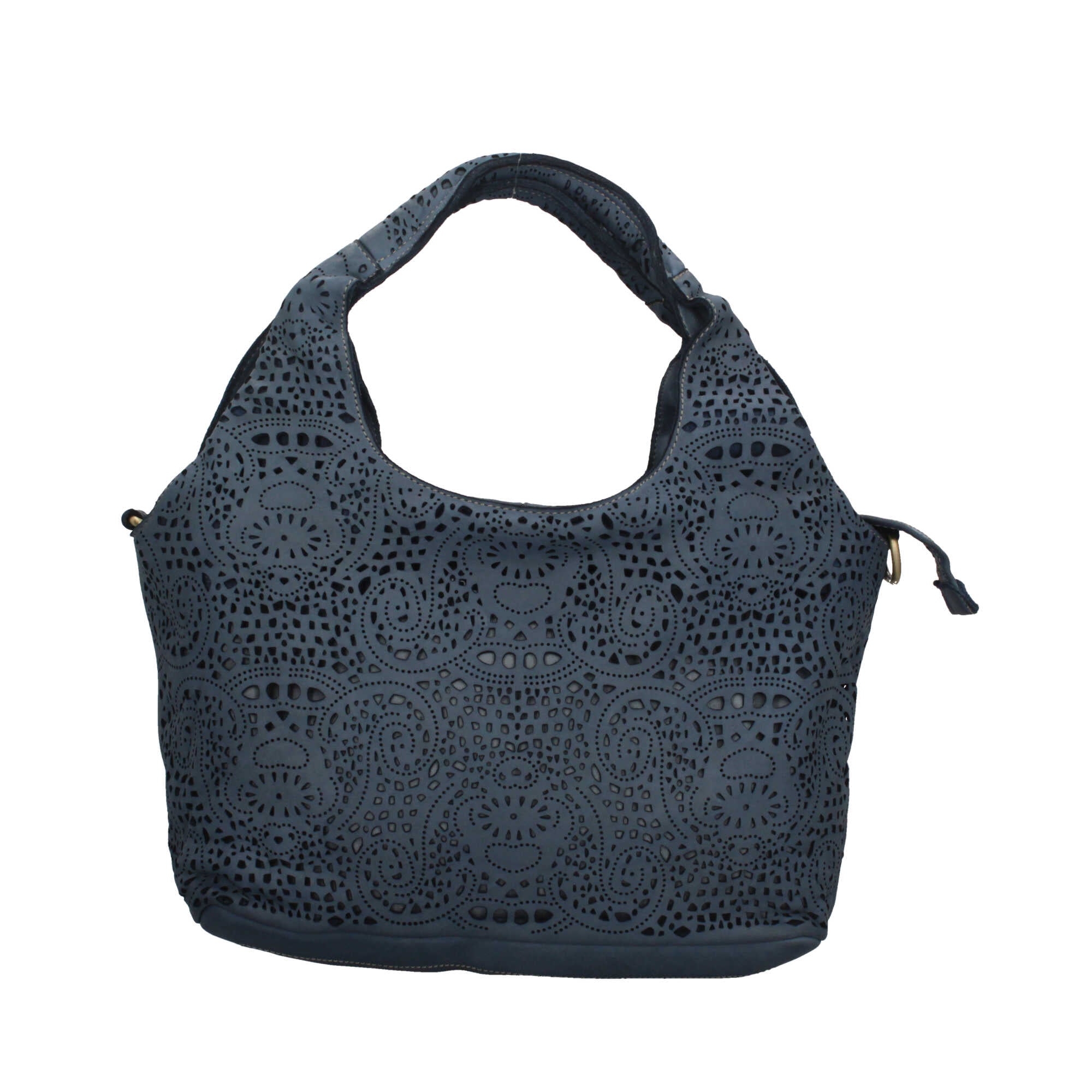 Borsa Made in Italy in vera pelle traforata con manico rigido