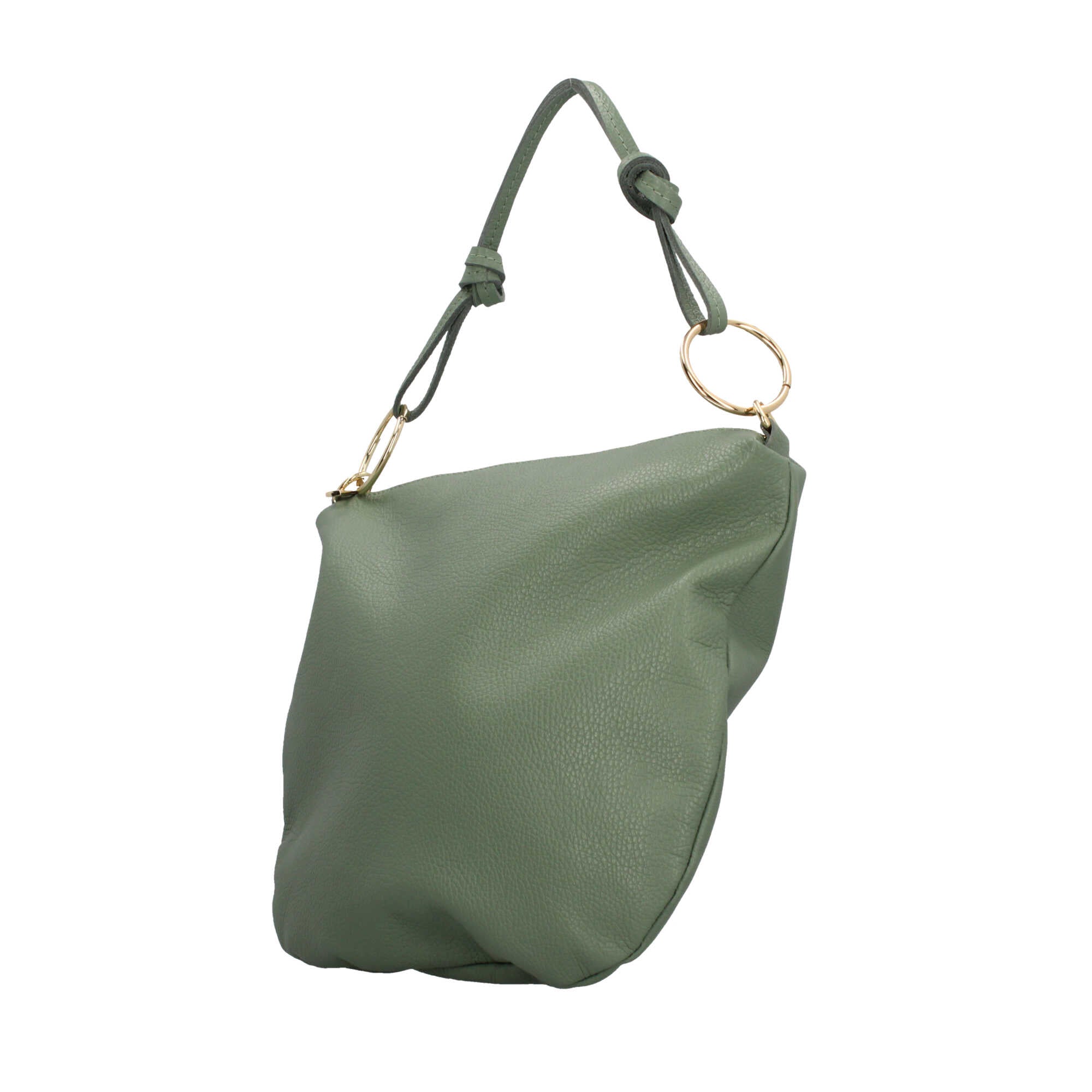 Borsa a spalla in pelle Made in Italy con manico ad anelli