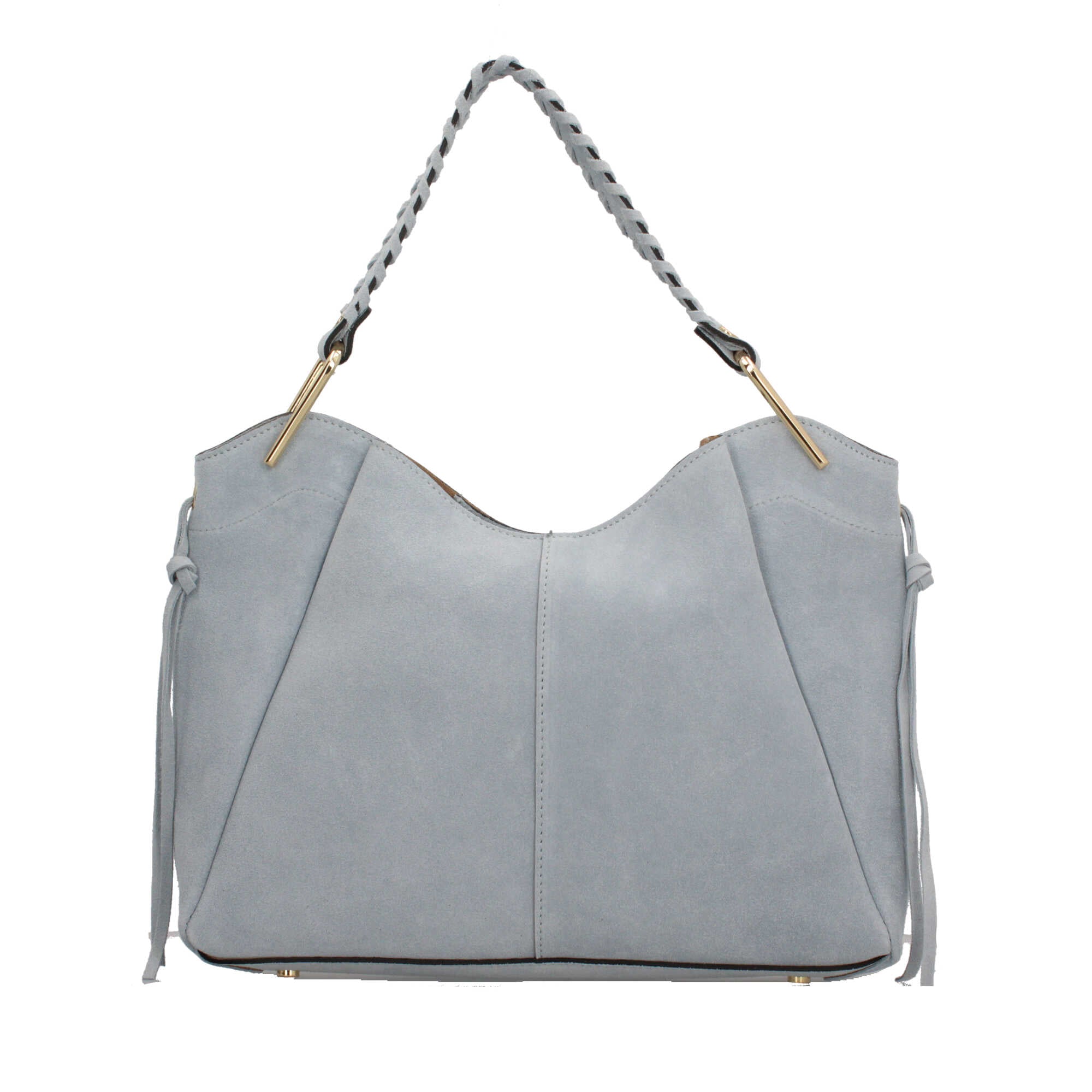 Borsa Made in Italy a spalla in vera pelle con manico intrecciato