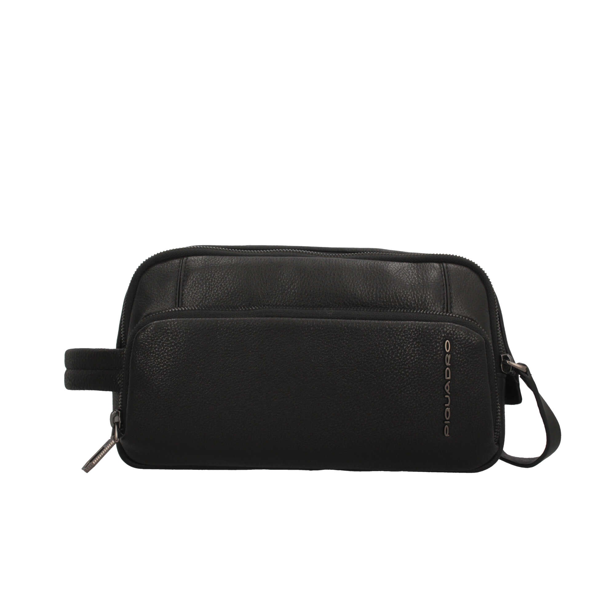 Beauty case in pelle Piquadro con doppia zip