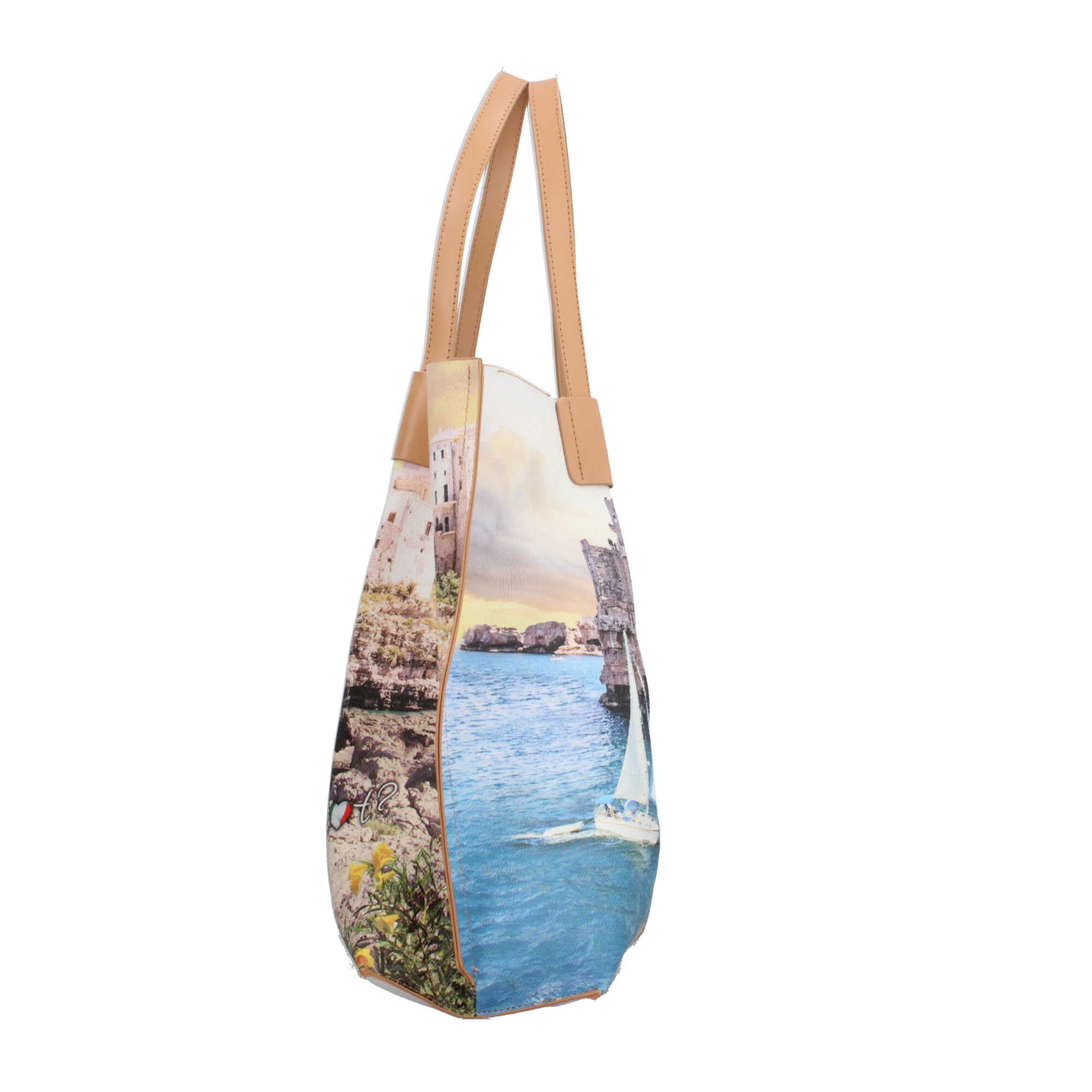 Shopping bag YNot capiente con stampa artistica e doppio manico