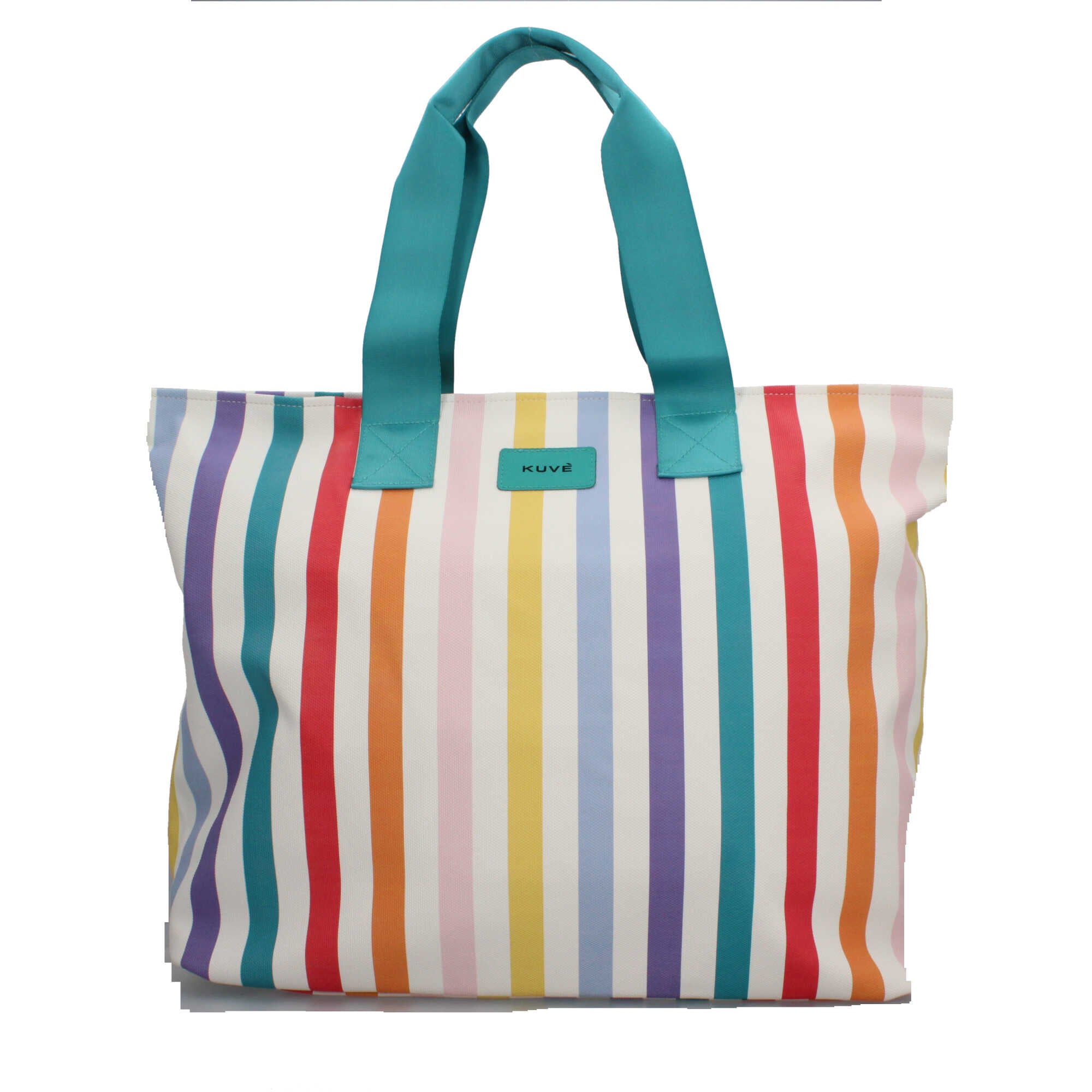 Shopping bag KUVE con righe verticali e manici in tessuto