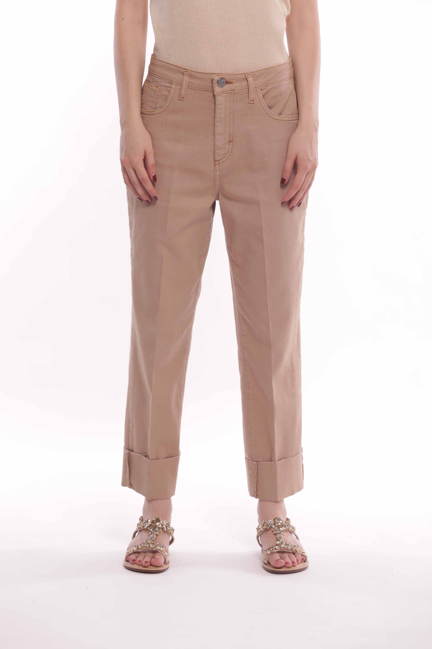 Mimi Mua pantalone cropped con risvolto in bull