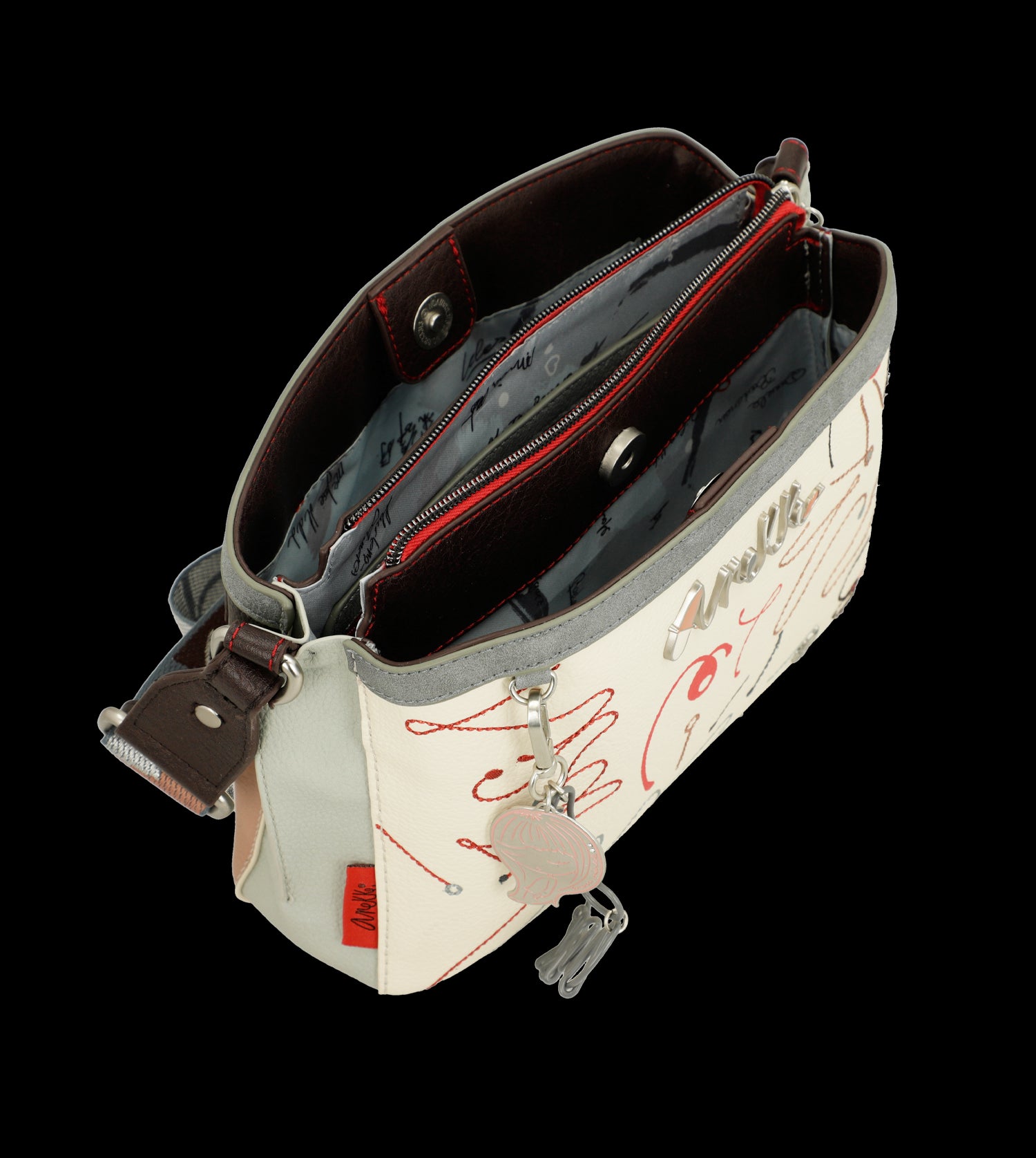 Borsa a tracolla Anekke compatta con design artistico