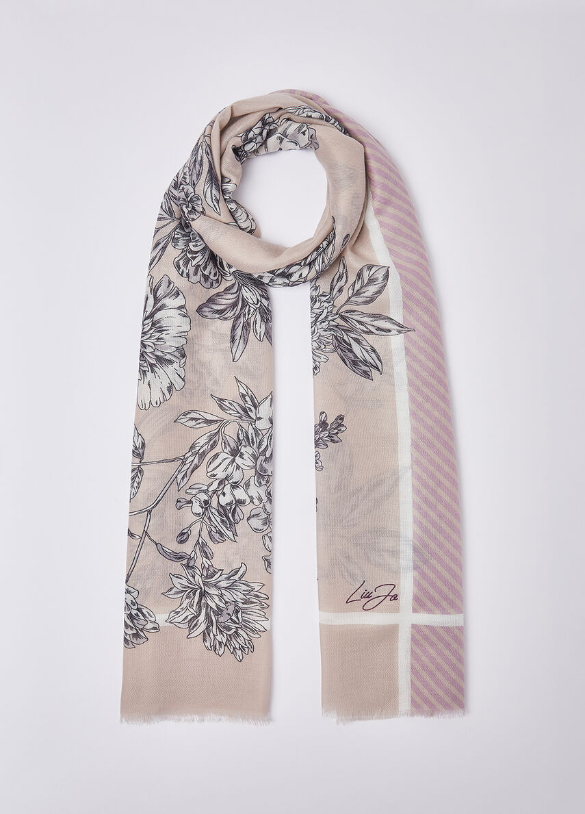 Sciarpa Liu Jo elegante con stampa decorativa e finitura leggera Rosa TU | Giò Fashion