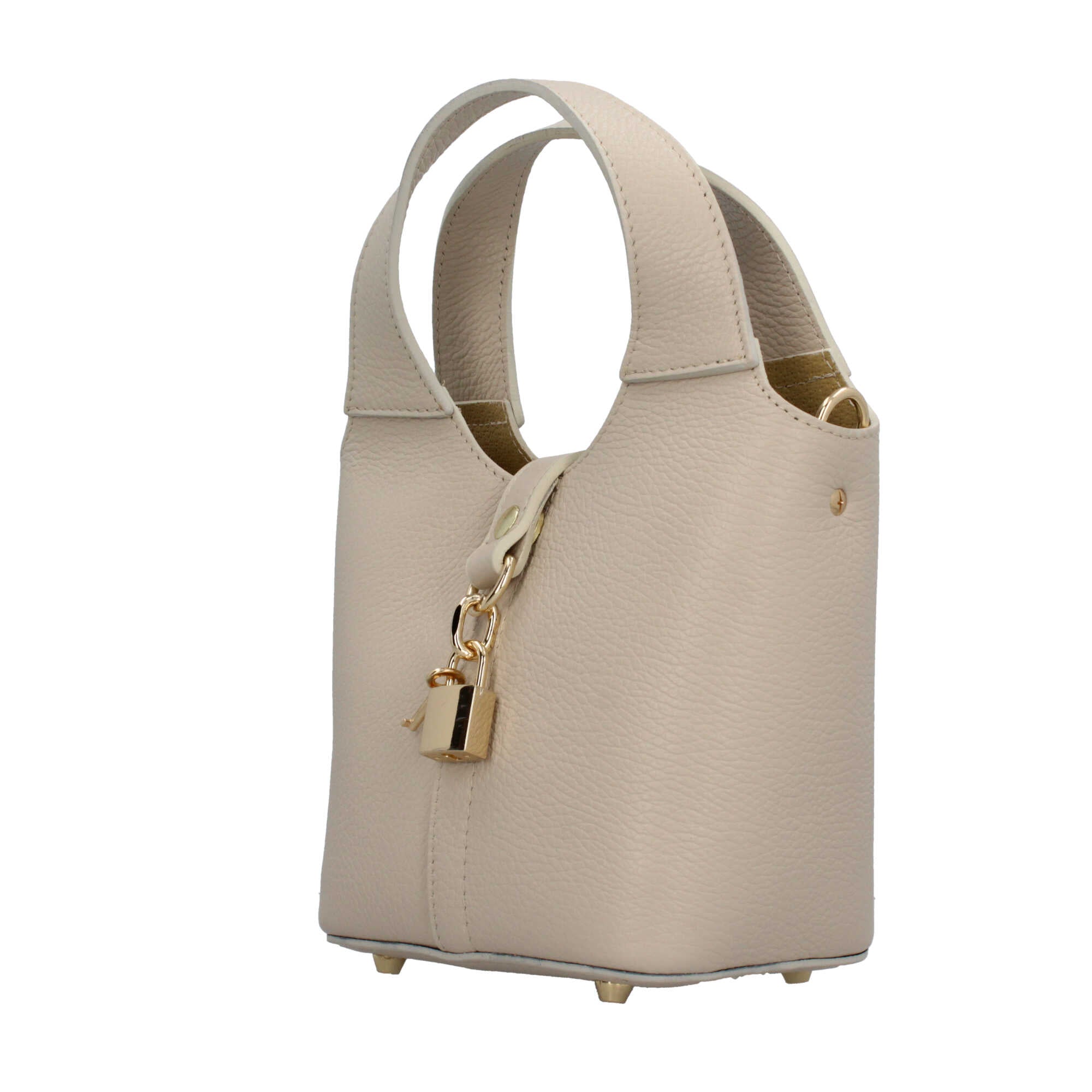 Borsa Made in Italy a mano in vera pelle con chiusura a lucchetto