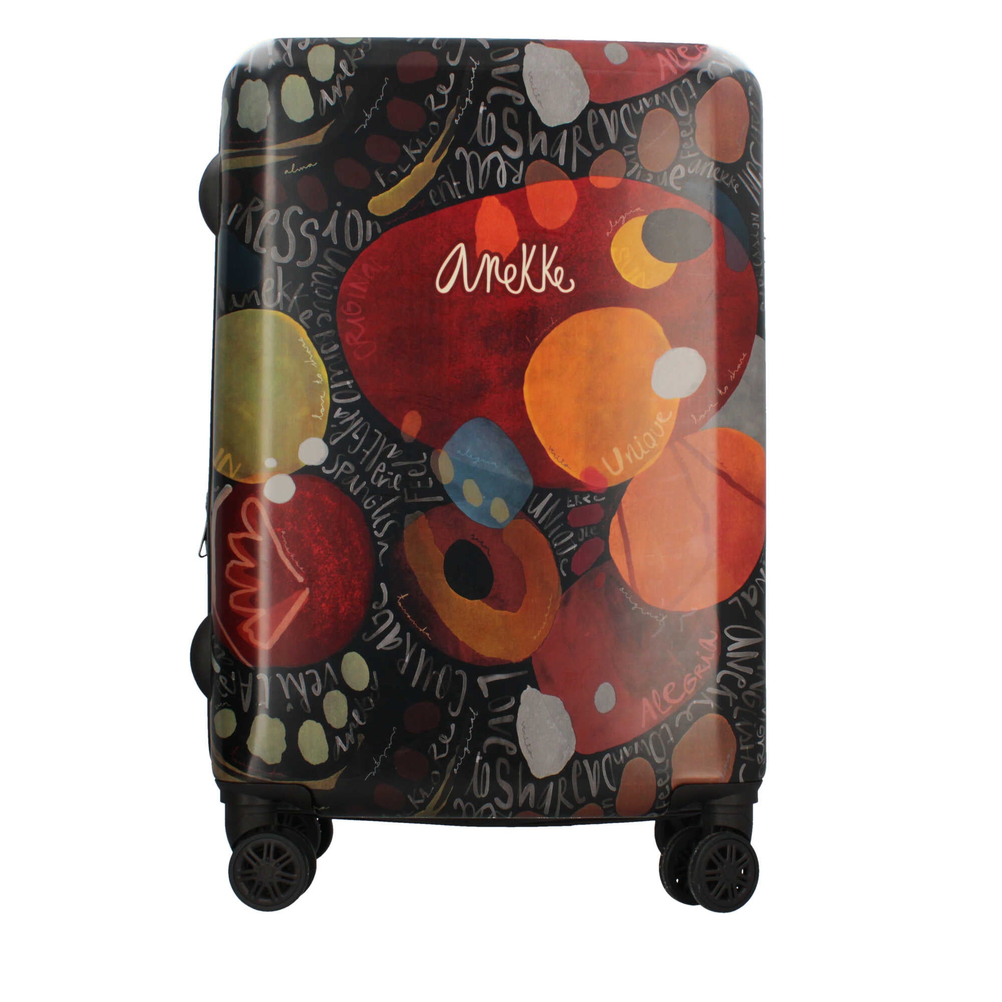 Trolley Anekke rigido con design artistico e 4 ruote Nero TU | Giò Fashion