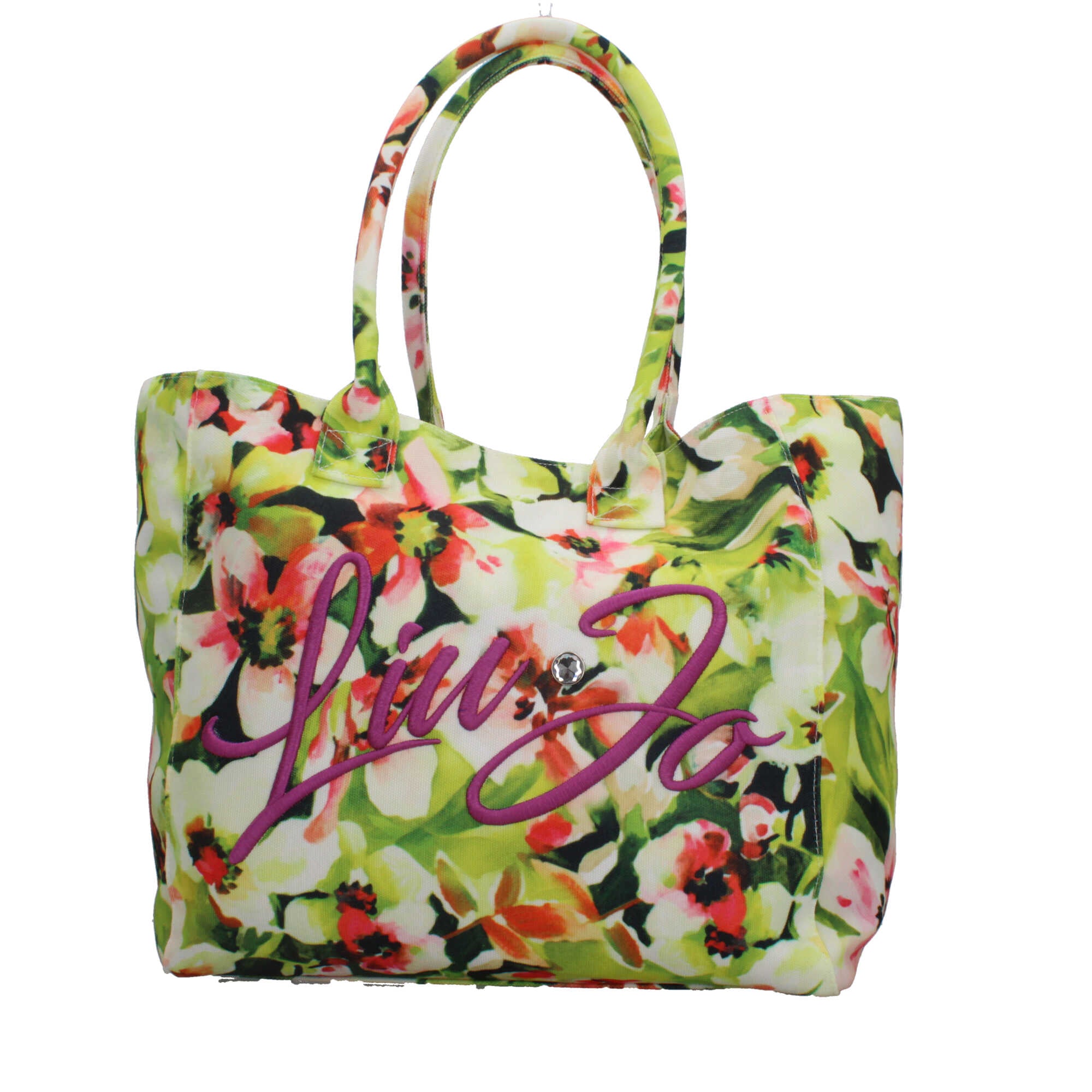 Borsa shopping Liu Jo con stampa animalier e logo ricamato Verde TU | Giò Fashion