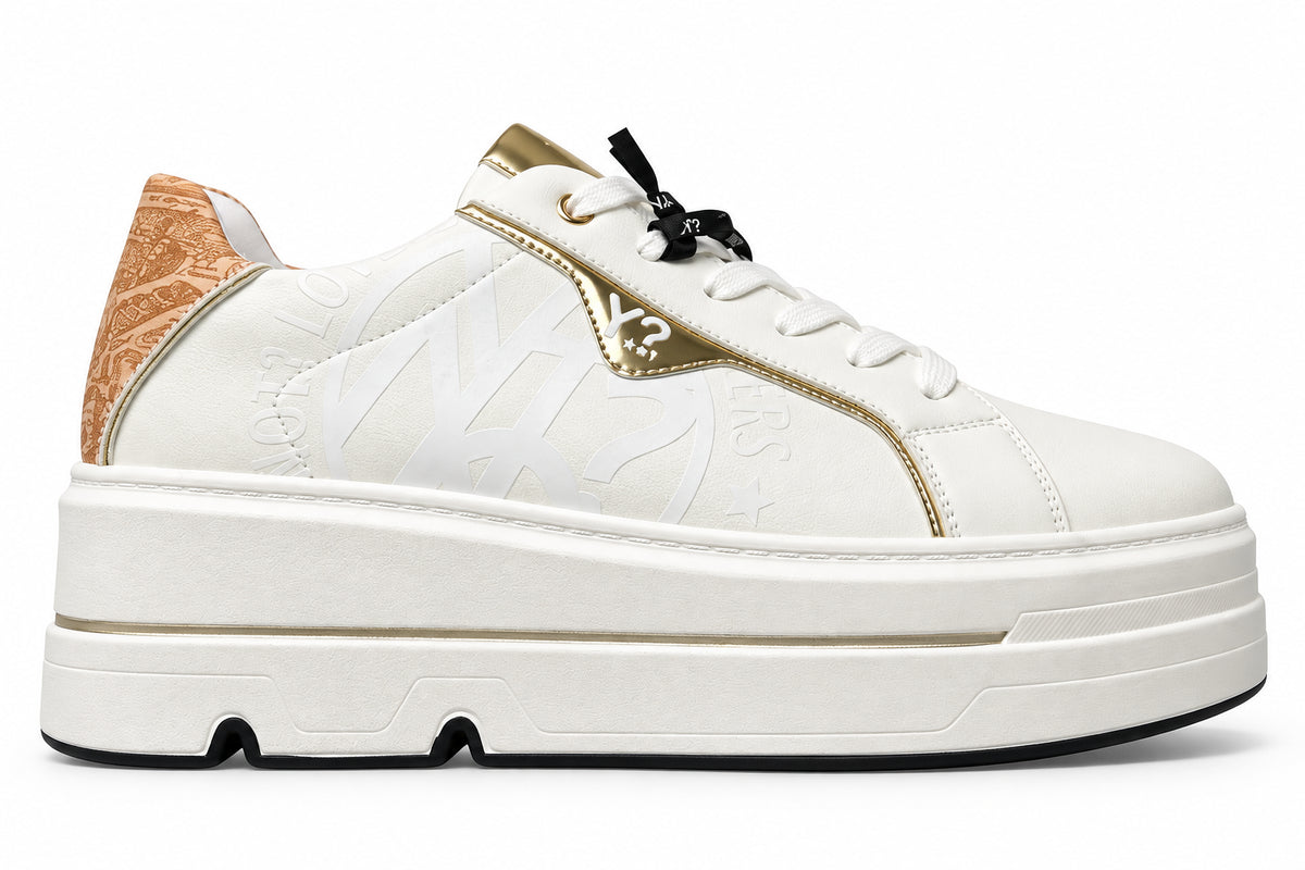 Sneakers Donna Ynot? Platform con Logo e Dettagli Dorati