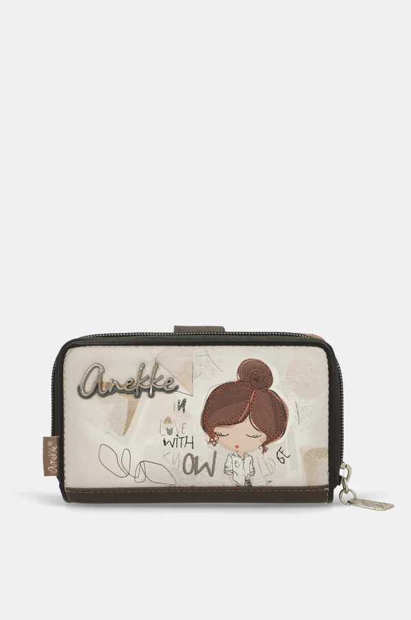 Portafoglio donna Anekke medio con zip e scomparti Beige TU | Giò Fashion