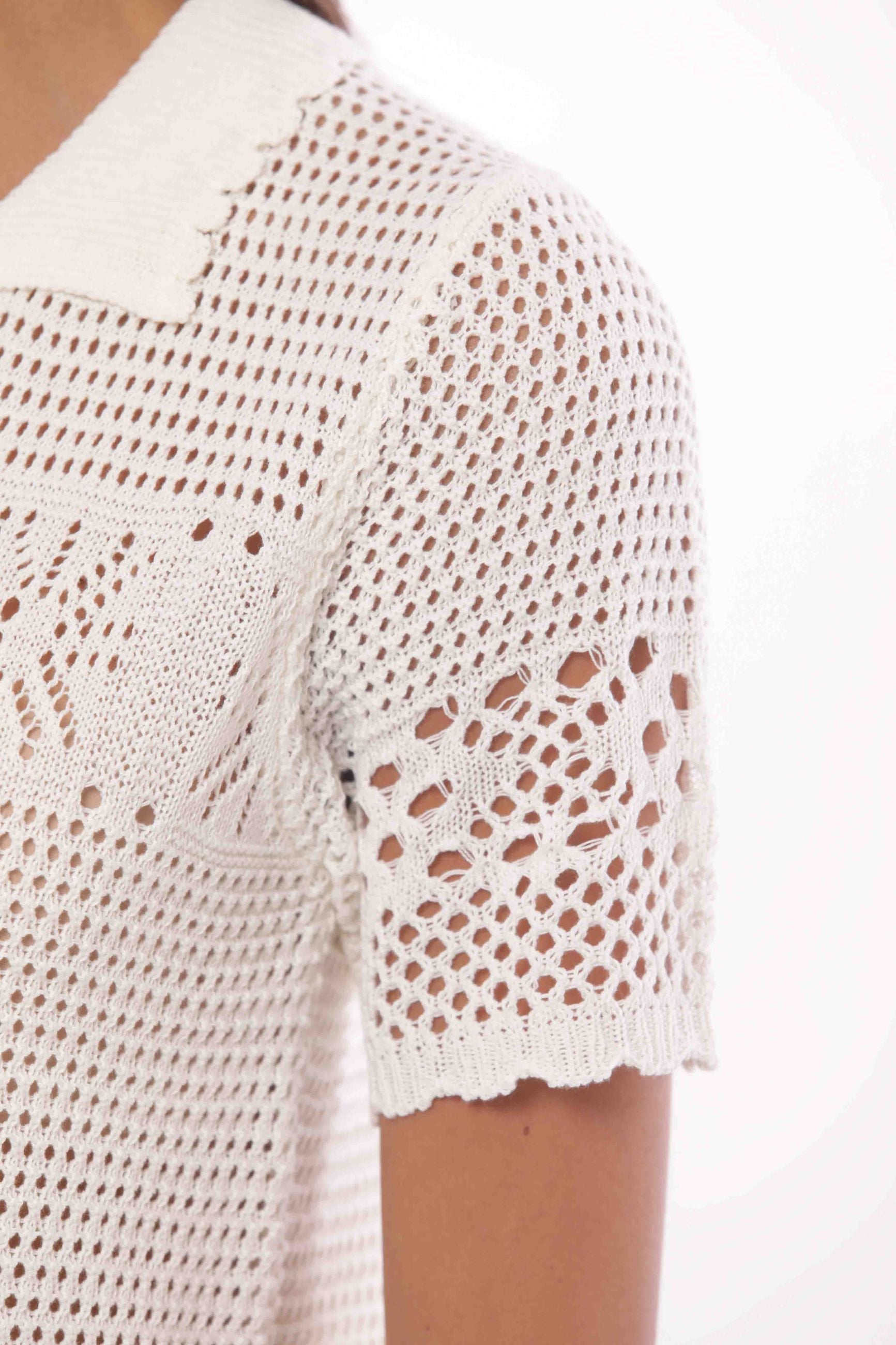 Cardigan Corto in Crochet con Maniche Corte Mimi Mua