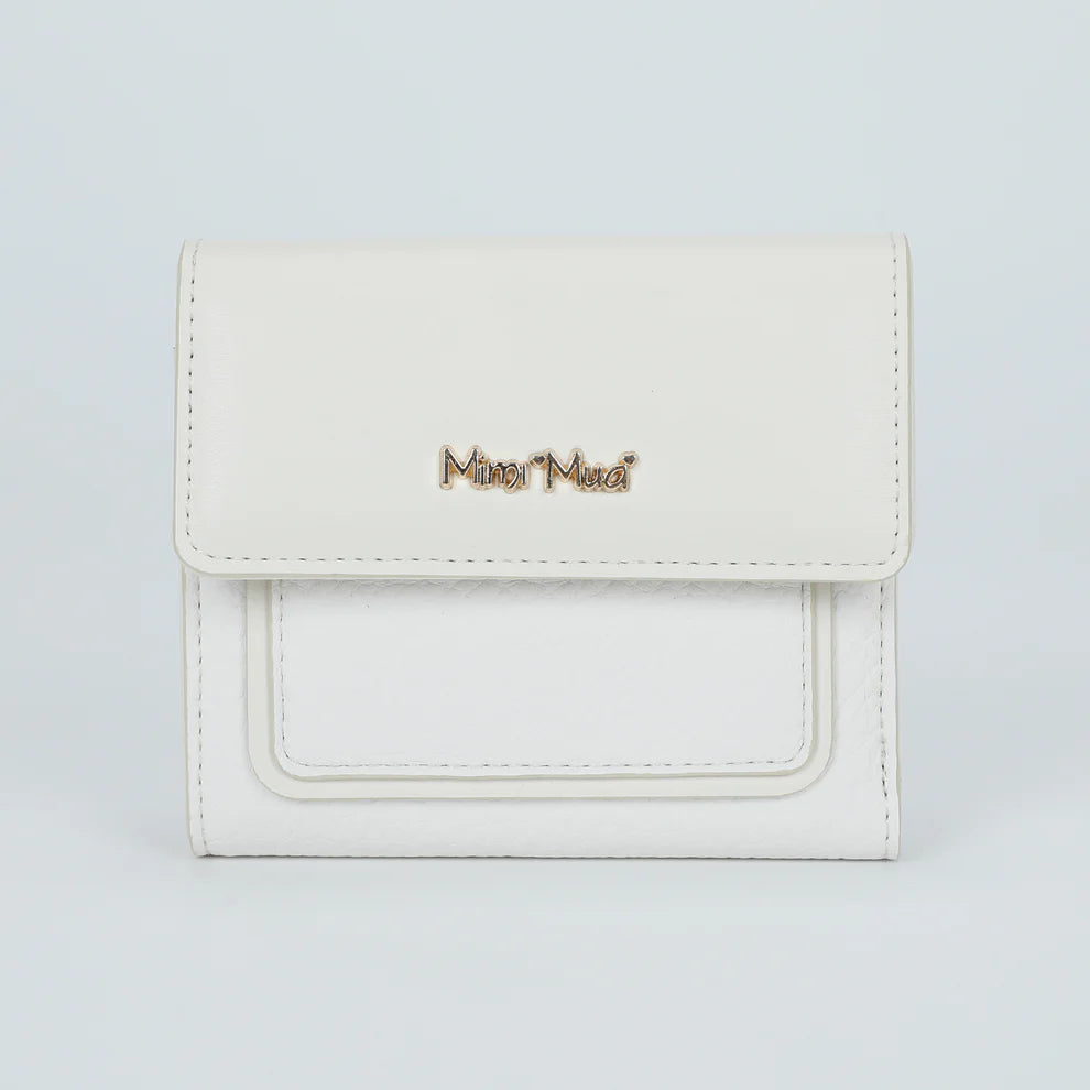 Portafoglio MIMI MUA compatto con pattina e logo frontale Bianco TU | Giò Fashion