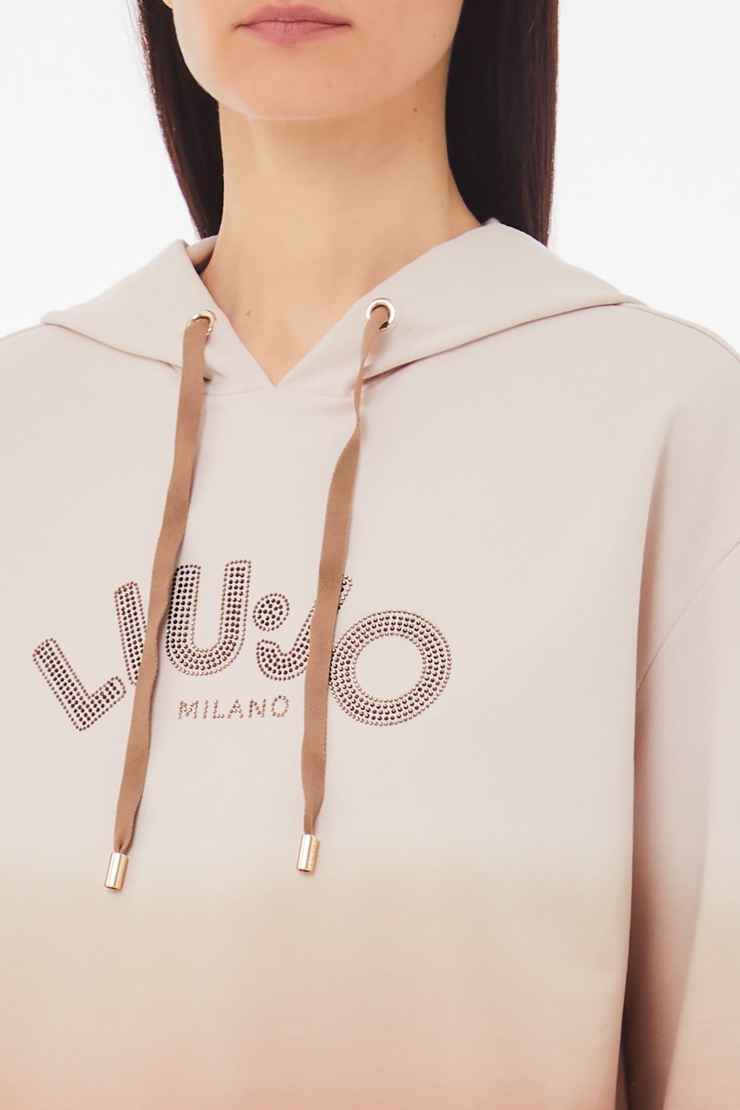 Liu Jo felpa oversize con cappuccio e logo decorato