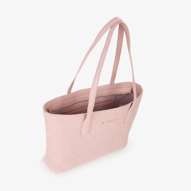 Borsa Valentino shopper con logo in rilievo e manici lunghi