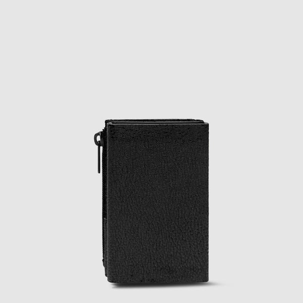 Portacarte Piquadro in pelle con zip e chiusura a pressione