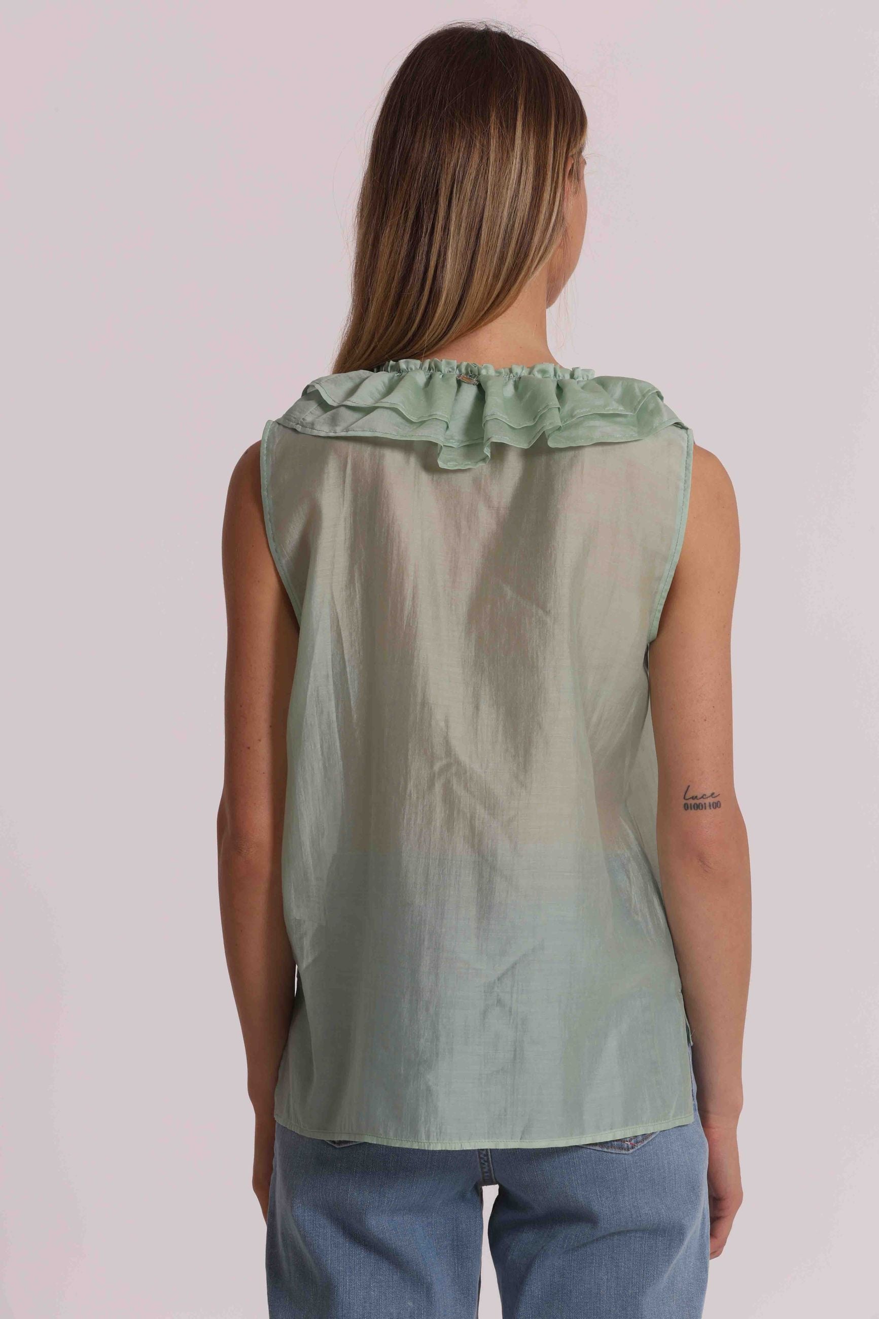 Top donna Mimi Mua con balze e scollo regolabile dal design elegante e leggero CELESTE S | Giò Fashion