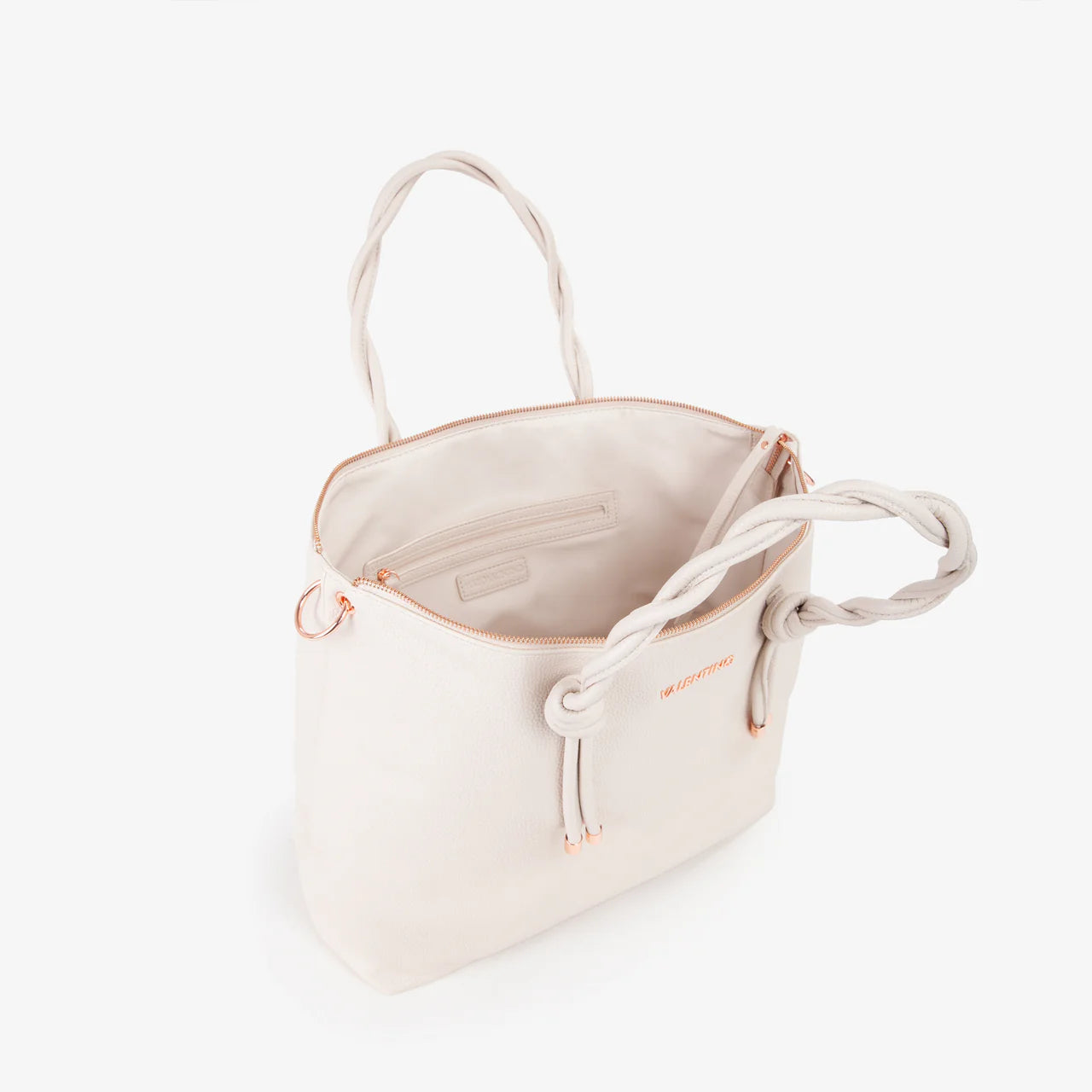 Borsa Valentino shopper con manici intrecciati e logo in metallo