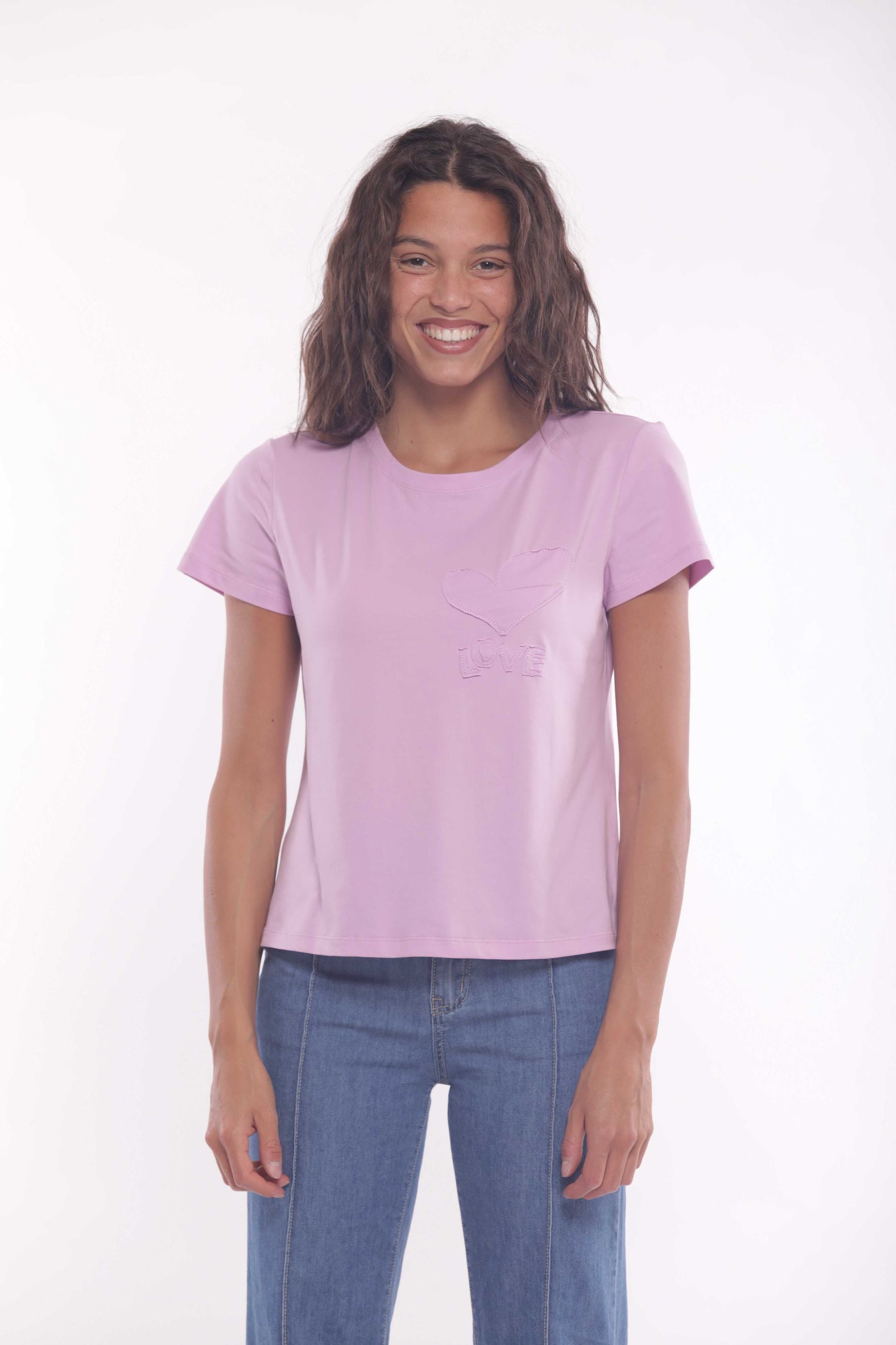 Minimua T-shirt Love con Ricamo in Rilievo