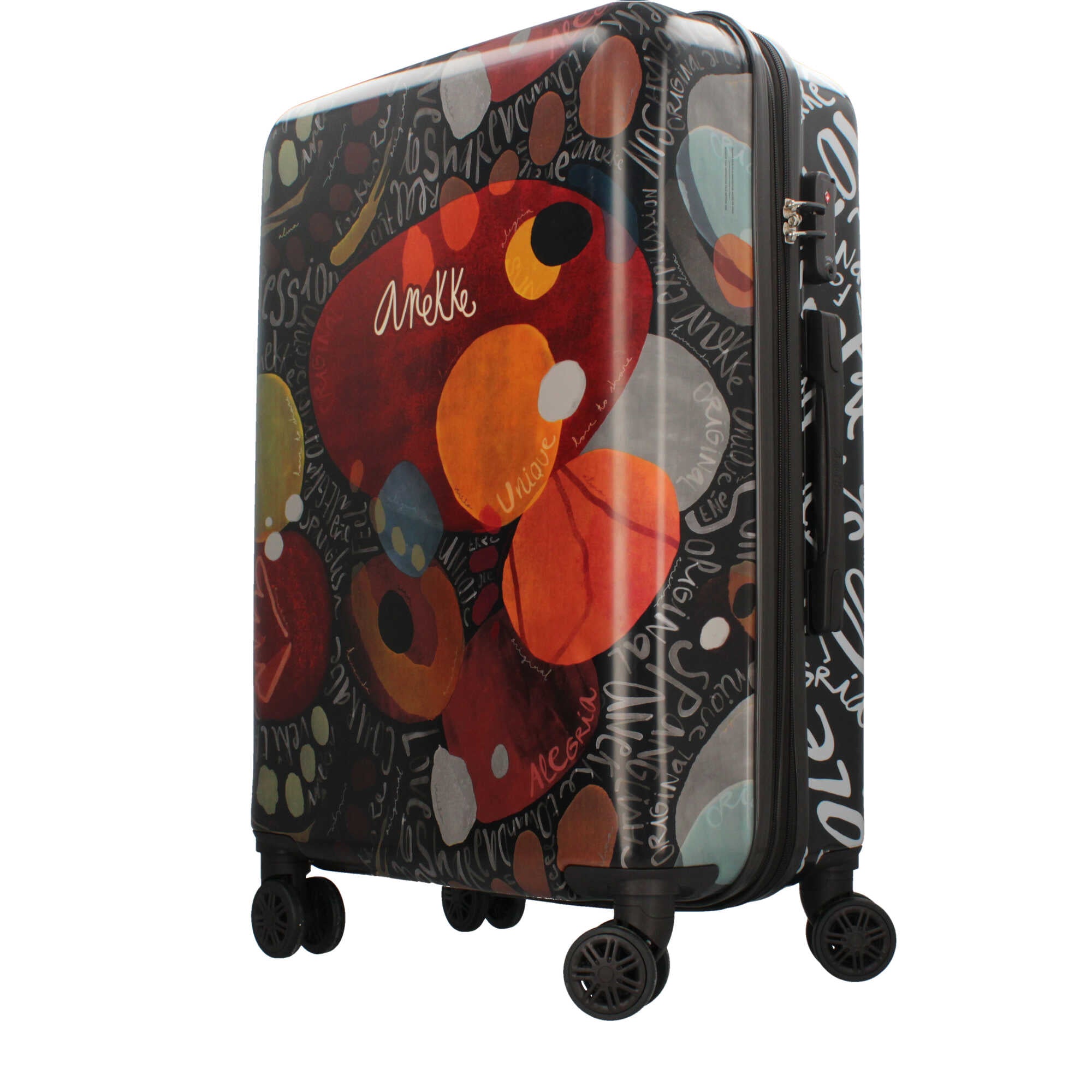 Trolley Anekke rigido con design artistico e 4 ruote Nero TU | Giò Fashion